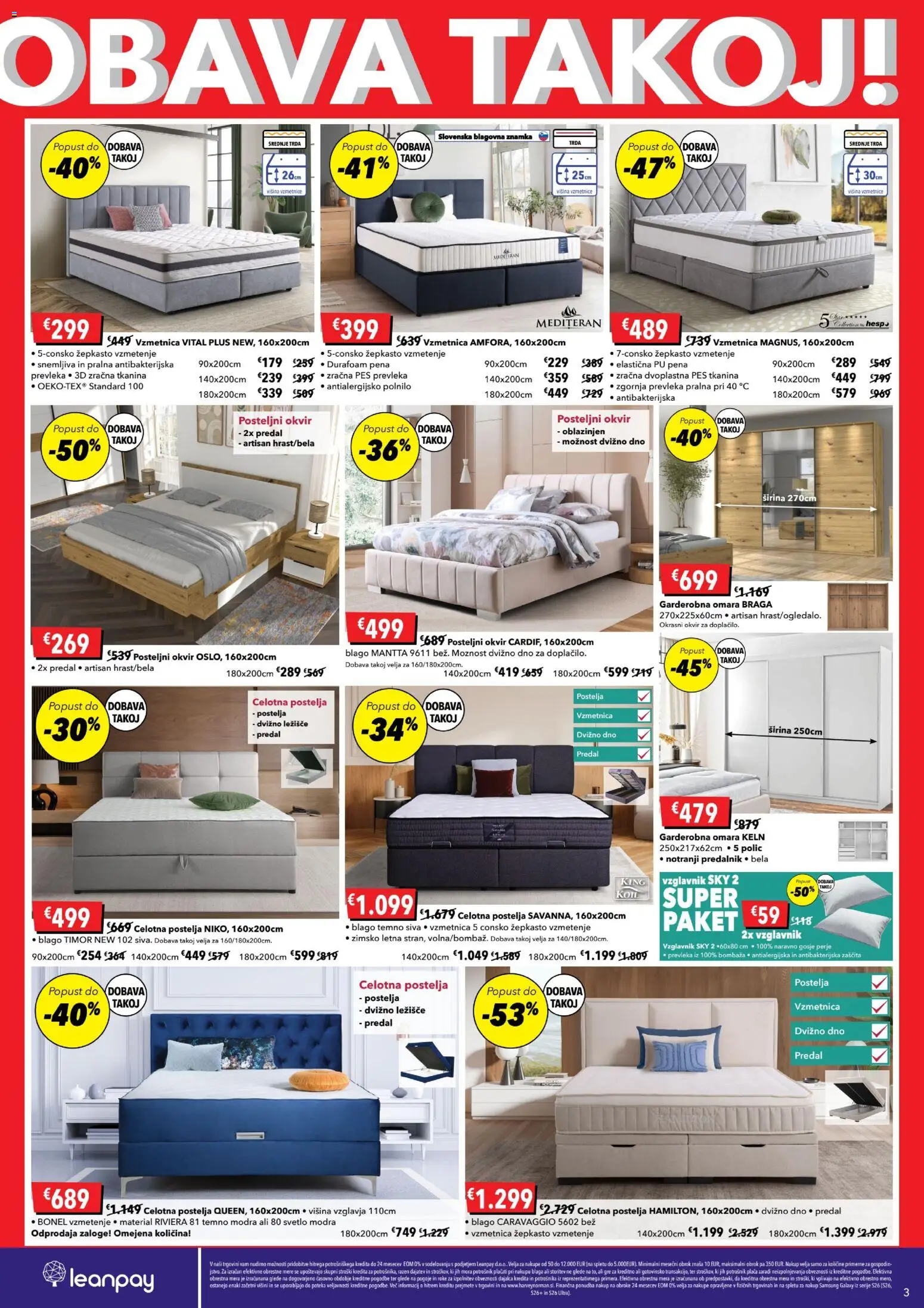 Novi Harvey Norman katalog ponudbe – veljaven od 04.03.2026 | Stran: 3 | Izdelki: Predalnik, Posteljni okvir, Ležišče, Vzmetnica