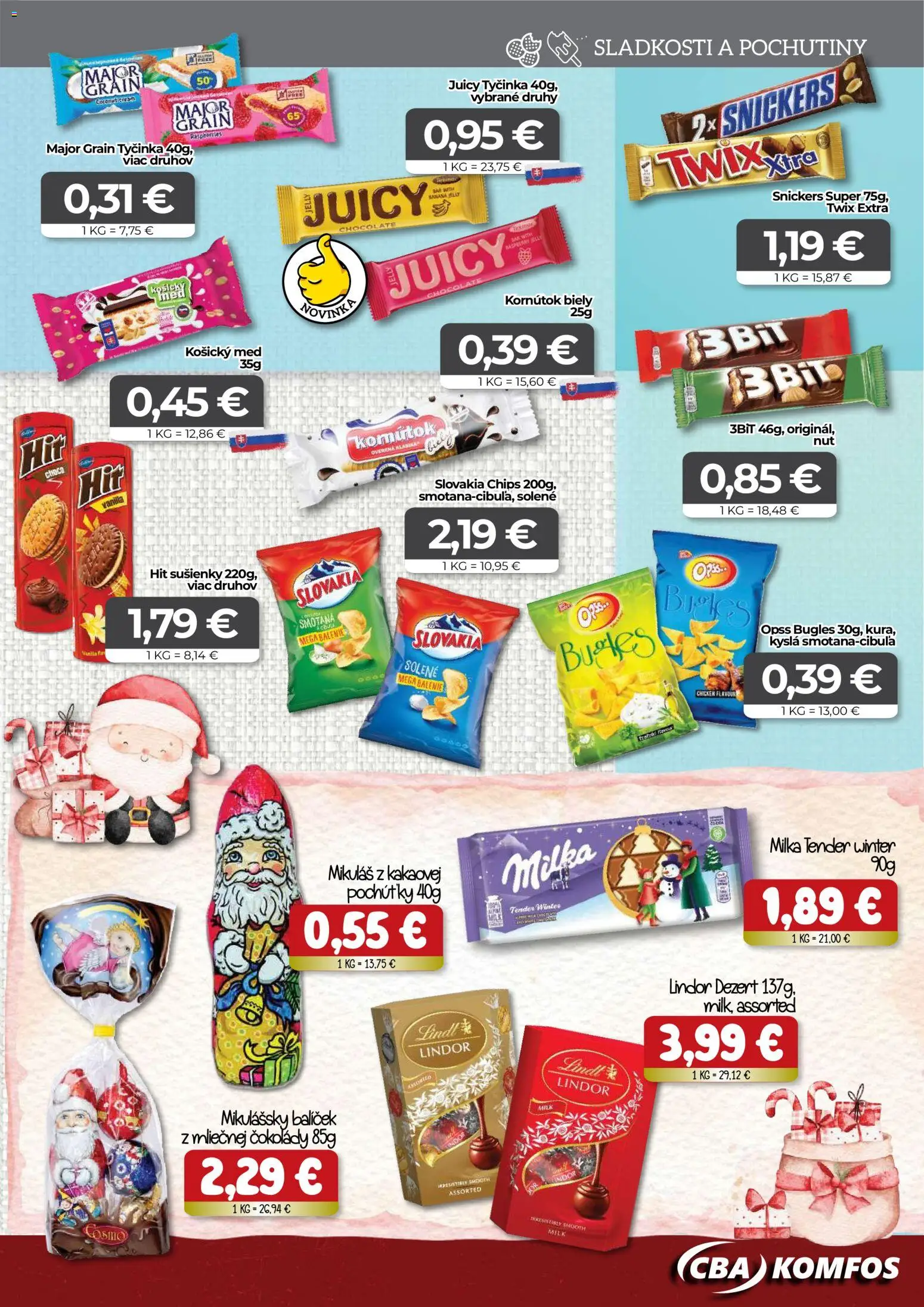 Nové CBA Komfos akcie – leták je platný od 20.11.2025 | Strana: 11 | Produkty: Smotana, Lindor, Milka, Med
