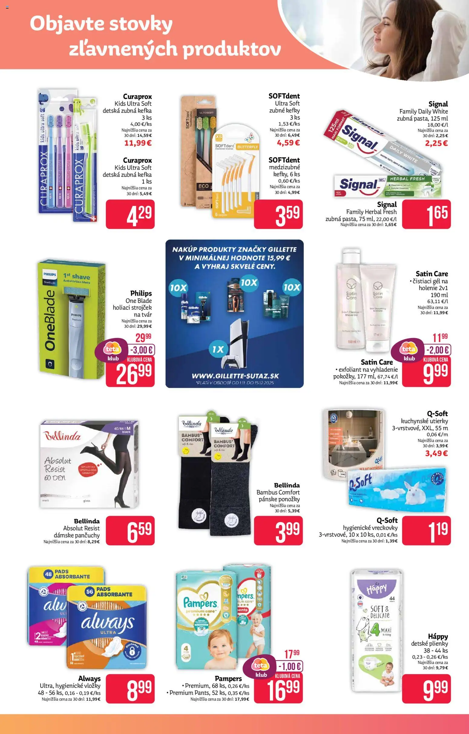 Nové Teta drogerie akcie – leták je platný od 10.11.2025 | Strana: 9 | Produkty: Zubná kefka, One blade, Strojček, Holiaci strojček