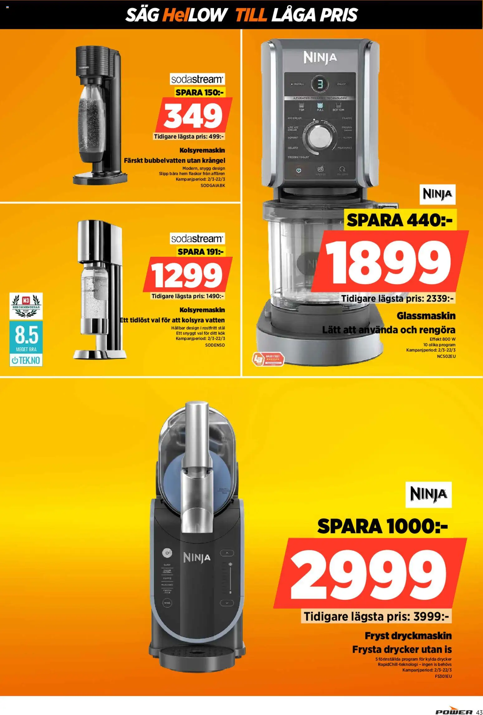 Power reklamblad aktuell från 02.03.2026 | Sida: 43 | Produkter: Såg, Glassmaskin, Kolsyremaskin