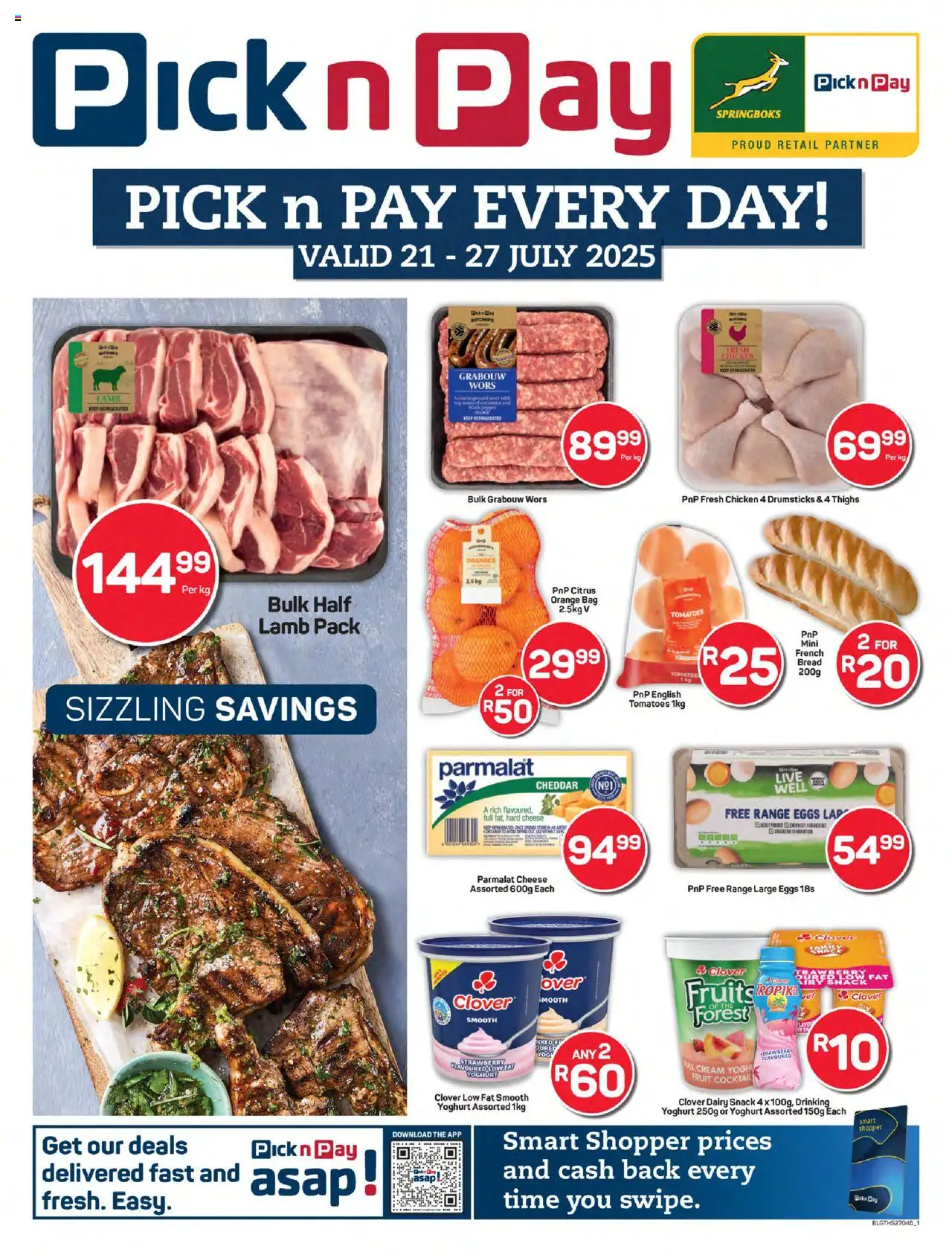 Pick n Pay Inland provinces - Weekly Specials │ valid from 21.07.2025 | Page: 1 | Products: Bag, Eggs, Tomatoes, Cream