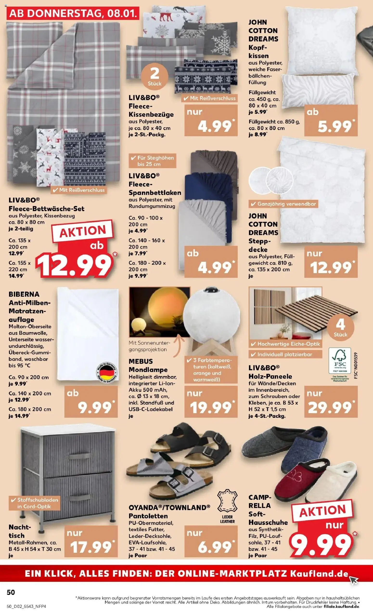 Kaufland prospekt Wesel	 – gültig ab 11.01.2026 | Seite: 50 | Produkte: Decke, Tisch, Wasser, Hausschuhe