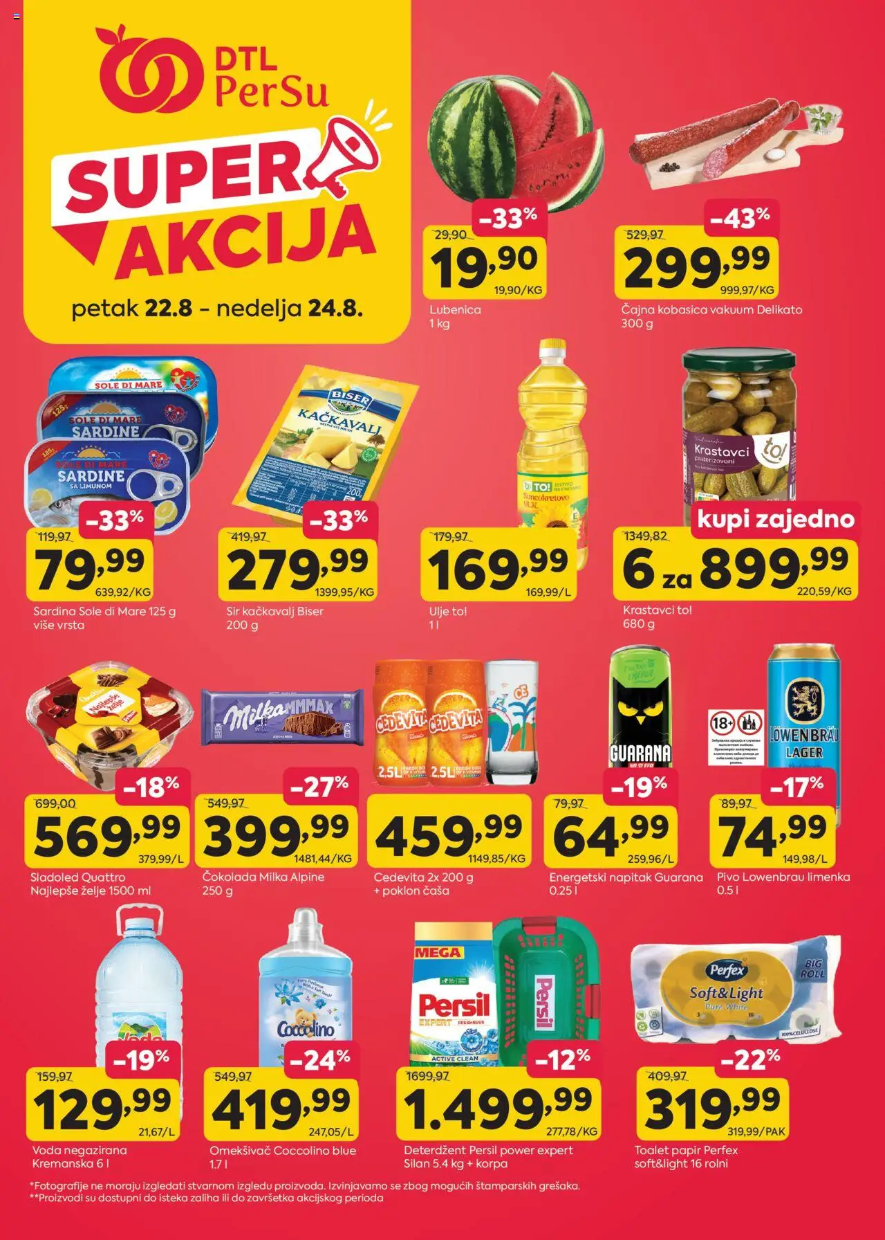 PerSu katalog - važi od 22.08.2025 | Strana: 1 | Proizvode: Milka, Krastavci, Korpa, Kačkavalj