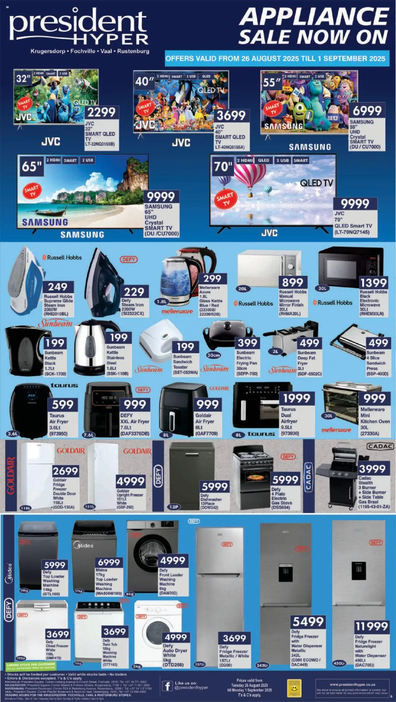 President Hyper - Birthday Sale Appliance Specials │ valid from 26.08.2025 | Page: 1 | Products: USB, Stove, Plate, Mirror