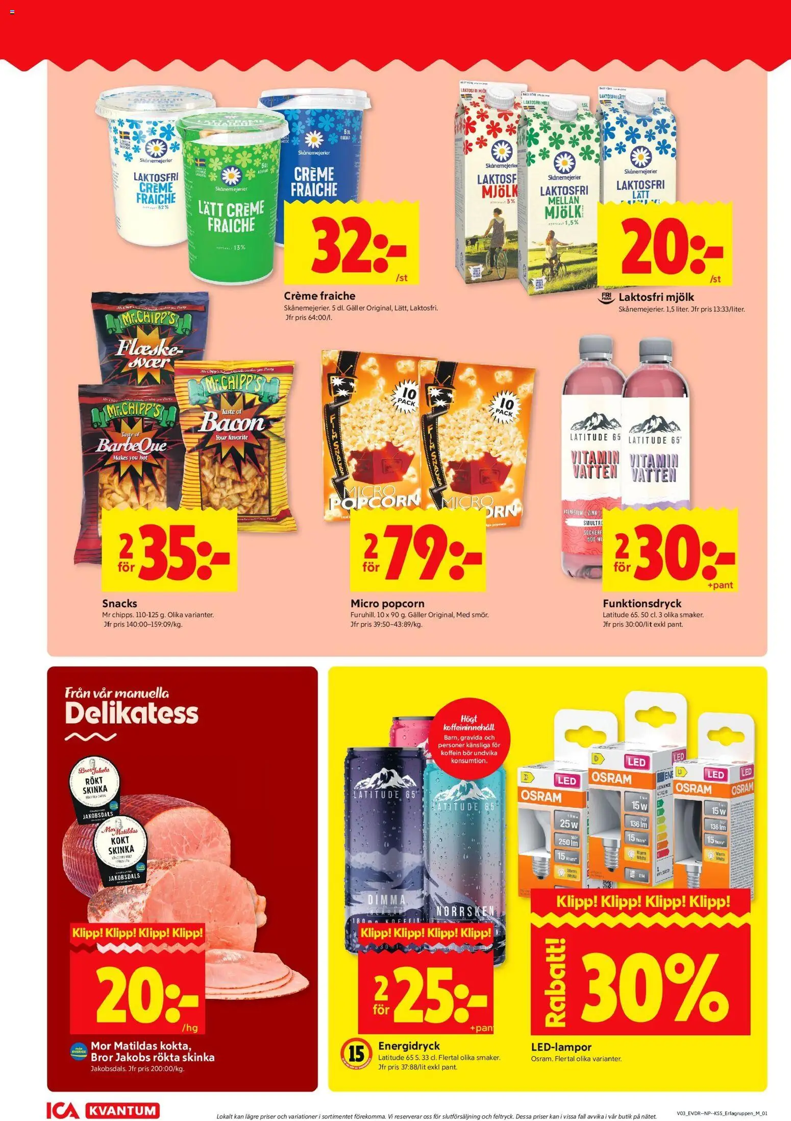 ICA Kvantum reklamblad aktuell från 12.01.2026 | Sida: 6 | Produkter: Galler, Creme fraiche, Energidryck, Popcorn