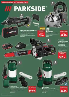 PARKSIDE PERFORMANCE® Aku škare za grane, bez baterije i uređaja za punjenje motor bez četkica 2-stupanjski podesiva dubina reza pakiranje - Pregled kataloga iz trgovine Kaufland, vrijedi od 17.03.2026 | Stranica: 2 | Proizvodi: Baterije, Škare, Potopna pumpa, Pila