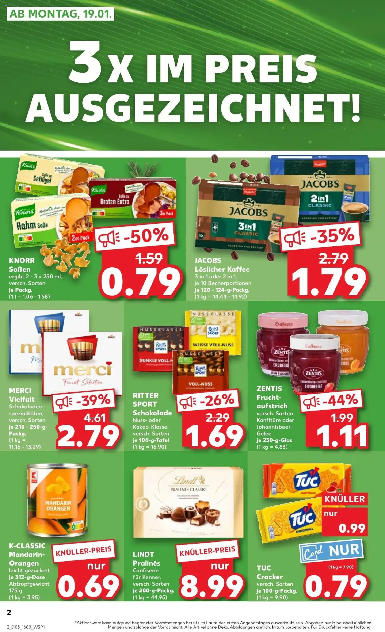Kaufland prospekt Ludwigsburg	 – gültig ab 19.01.2026 | Seite: 2 | Produkte: Merci, Ritter sport, Orangen, Knorr