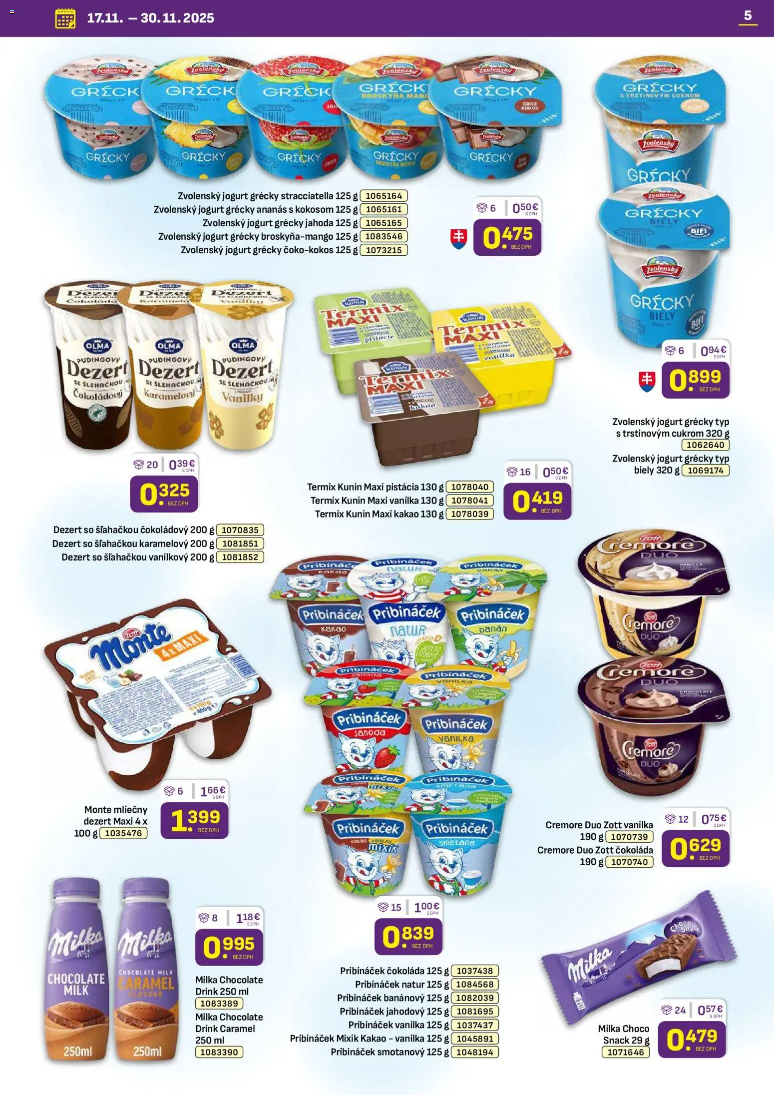Nové Libex akcie – leták je platný od 17.11.2025 | Strana: 5 | Produkty: Ananás, Milka, Pistácie, Kakao