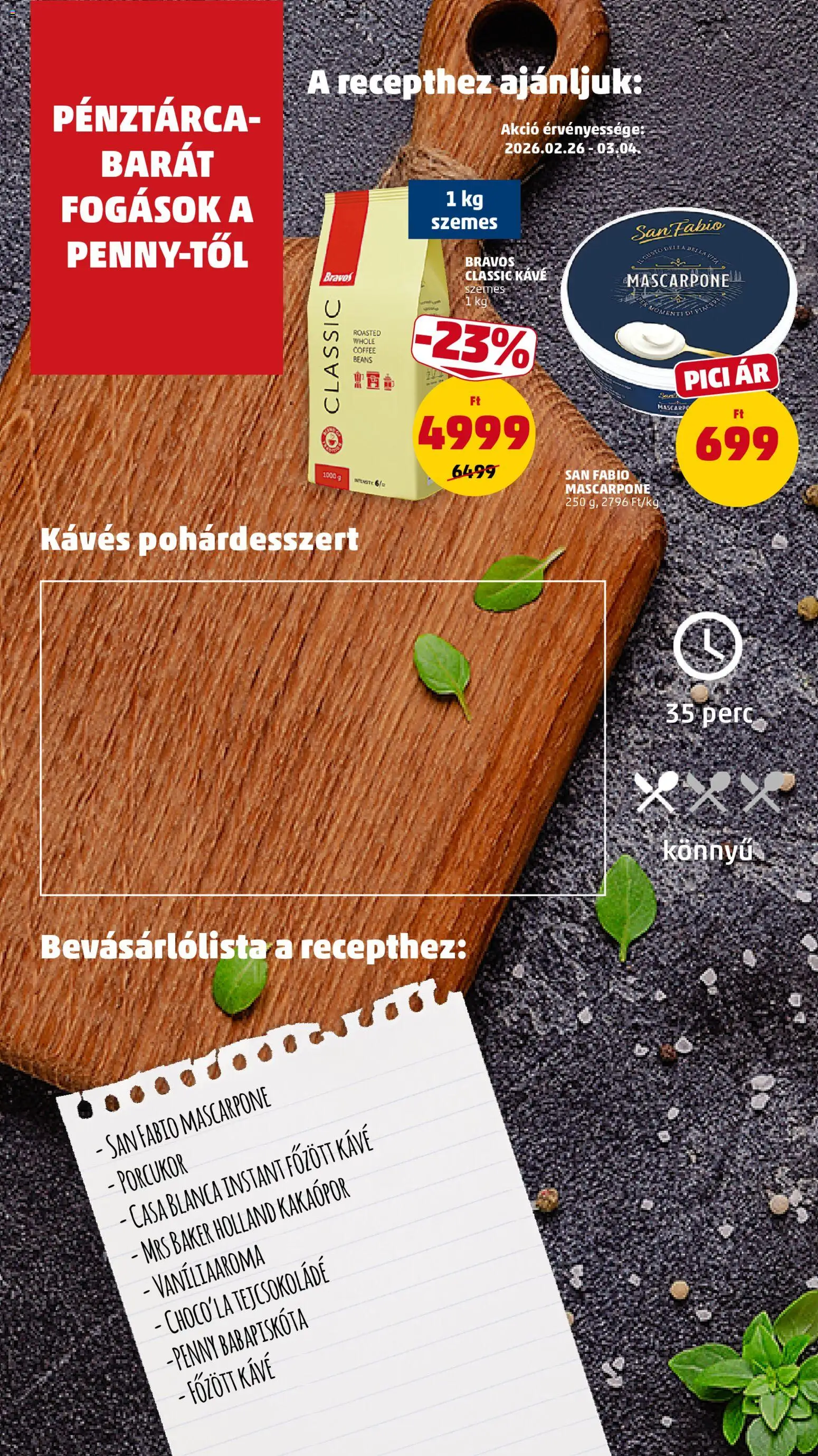 PENNY akciós ujság - amely érvényes a következő dátumtól: 26.02.2026 | Oldal: 12 | Termékek: Porcukor, Burrata, Mascarpone, Kávé
