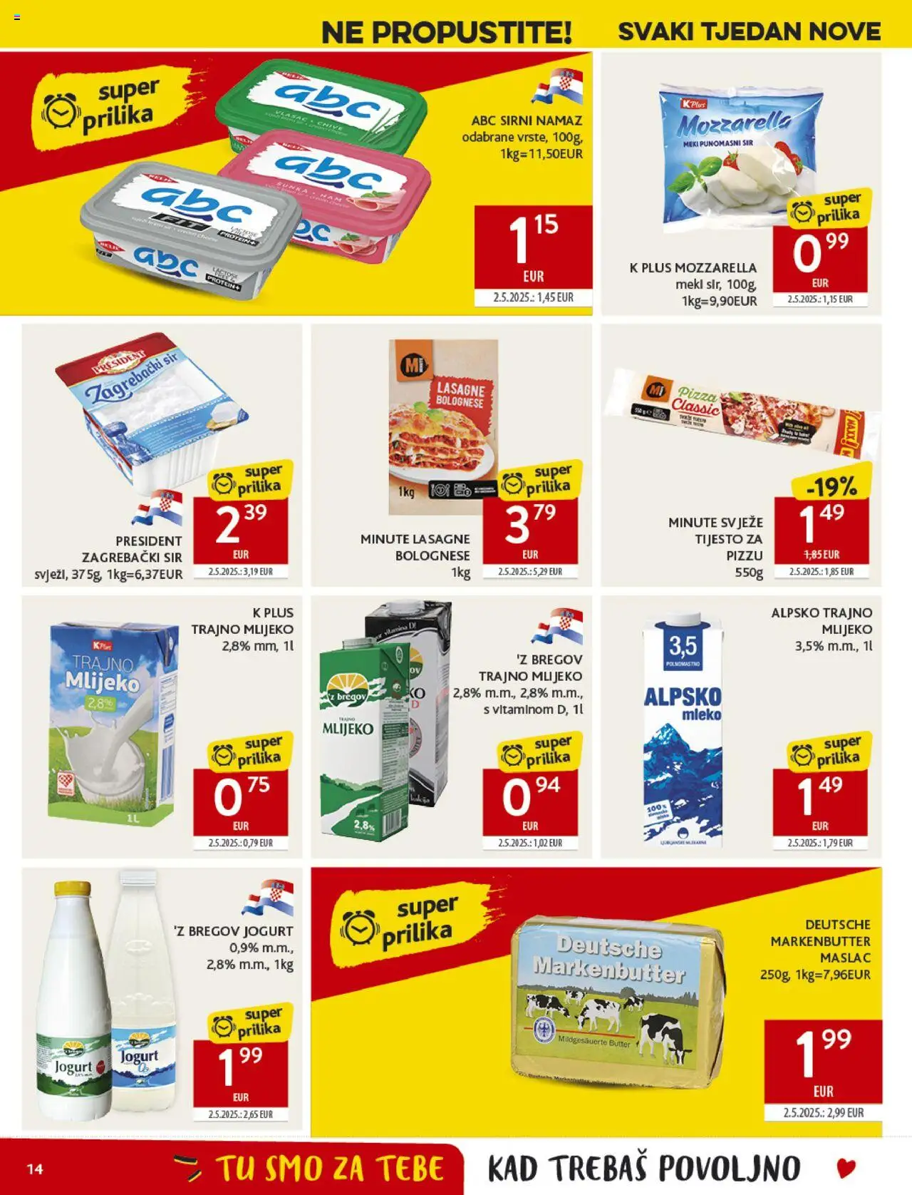 Konzum HR akciós ujság - amely érvényes a következő dátumtól: 27.08.2025 | Oldal: 14 | Termékek: Mozzarella, Protein, Pizza, Lasagne