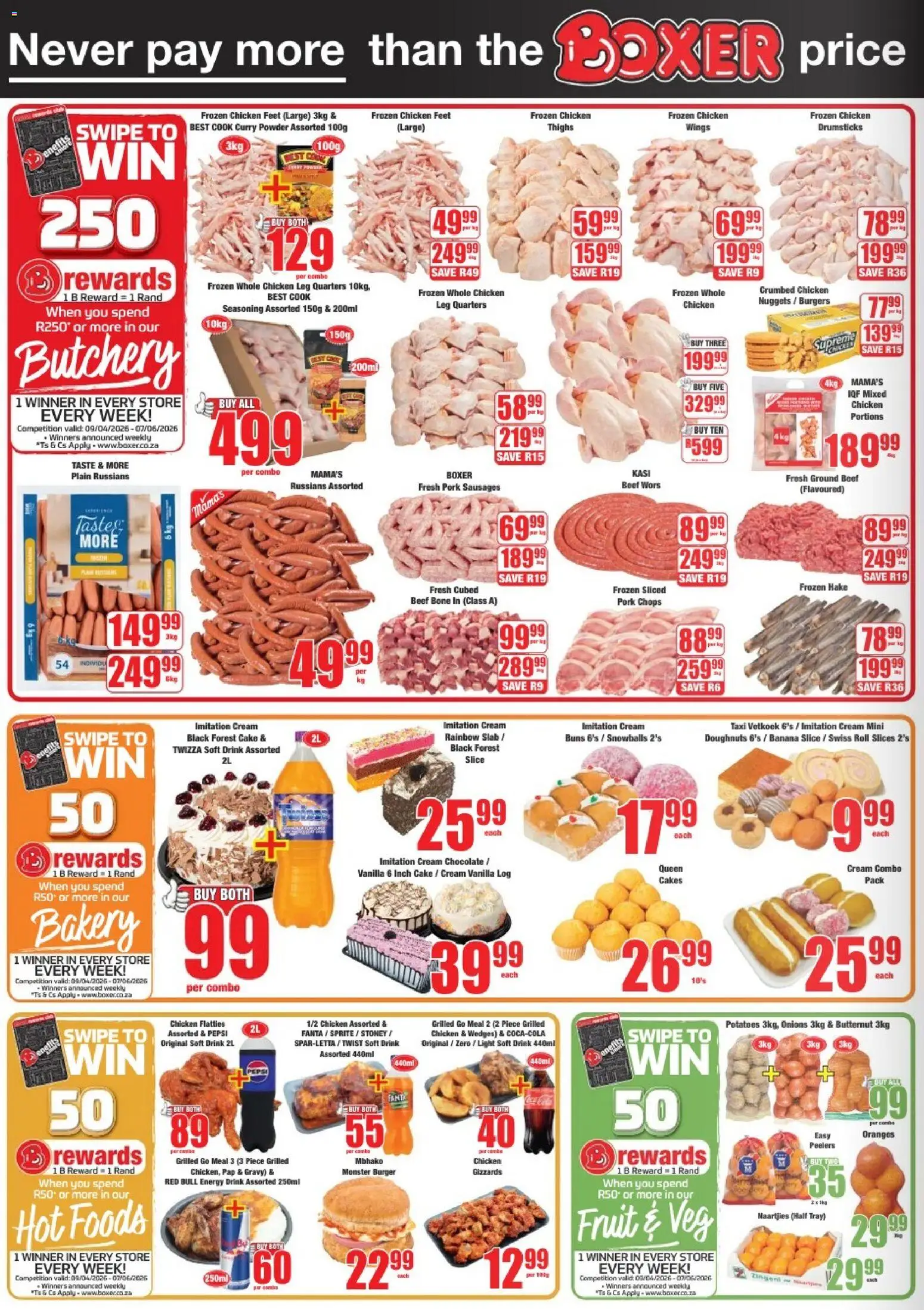 New Boxer catalogue – valid from 09.04.2026 | Page: 2 | Products: Cake, Beef, Curry powder, Potatoes
