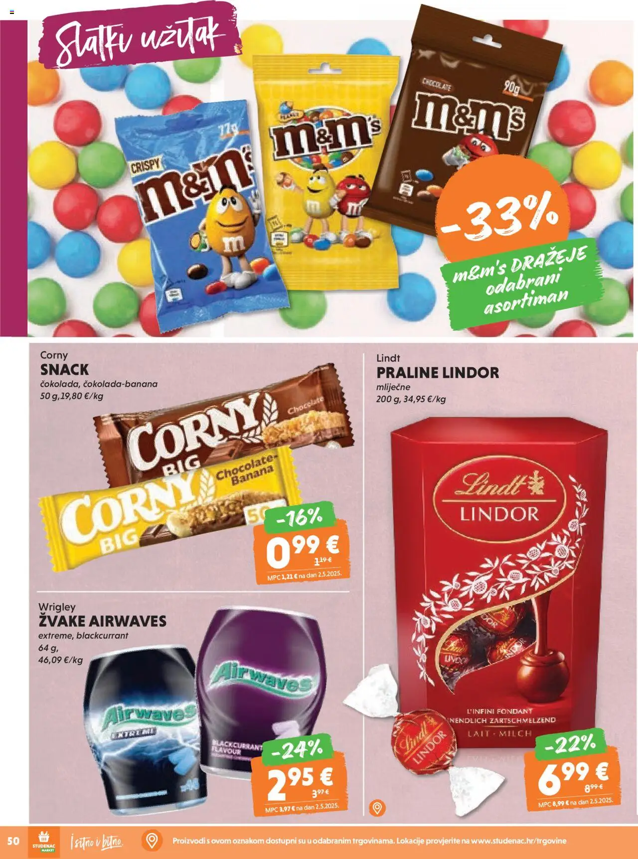 Studenac katalog | vrijedi od 13.08.2025 | Stranica: 50 | Proizvodi: Lindt, Praline