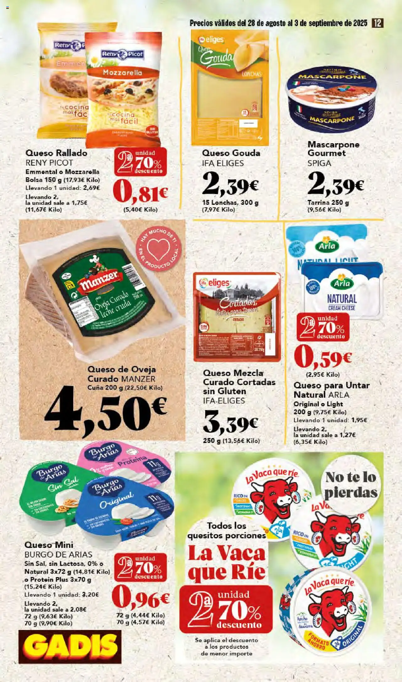 Gadis folleto │ válido desde el 28.08.2025 | Página: 12 | Productos: Leche, Té, Bolsa, Queso para untar