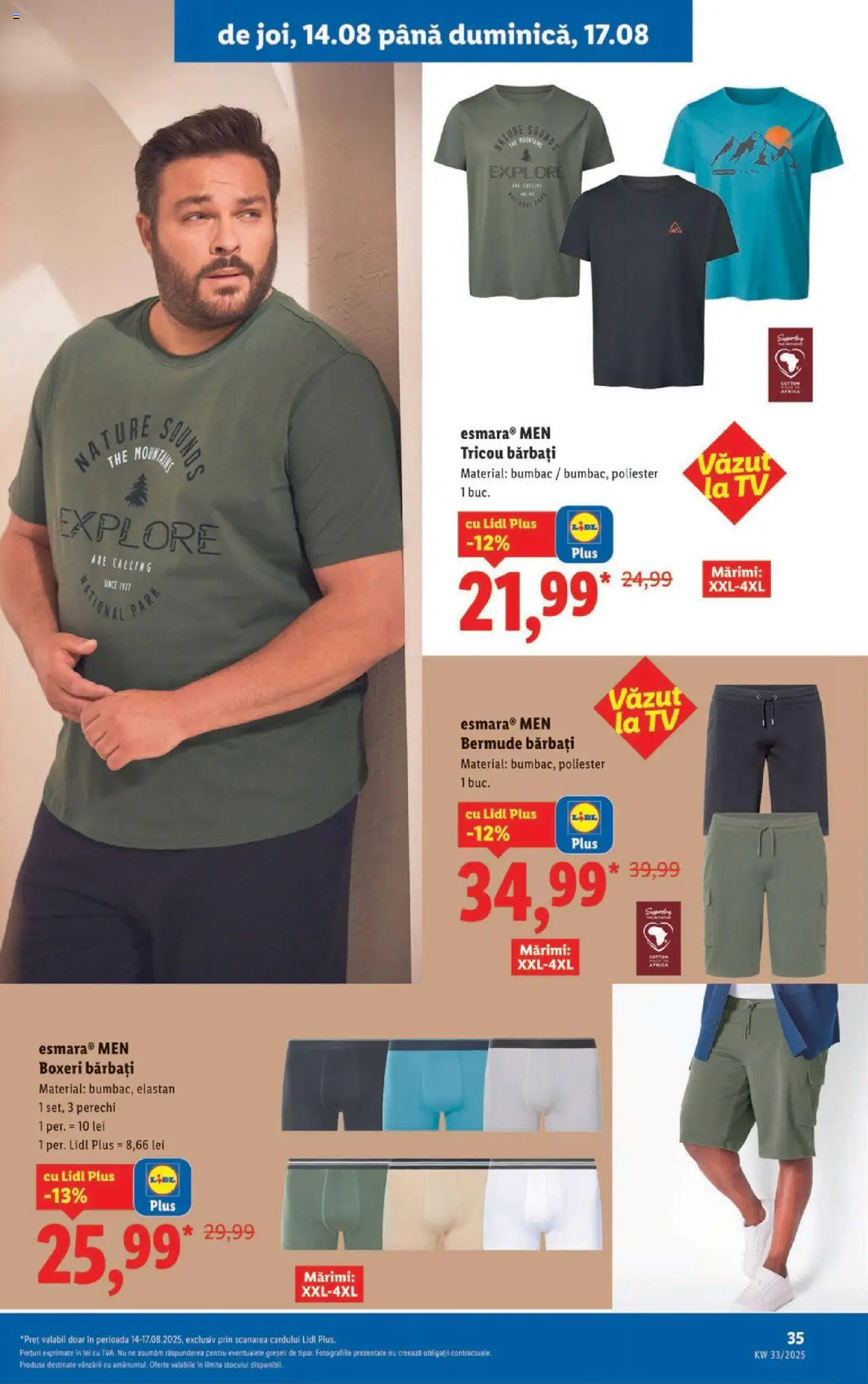 Catalog Lidl – valabil de la 11.08.2025 | Pagină: 35 | Produse: Tricou, Boxeri