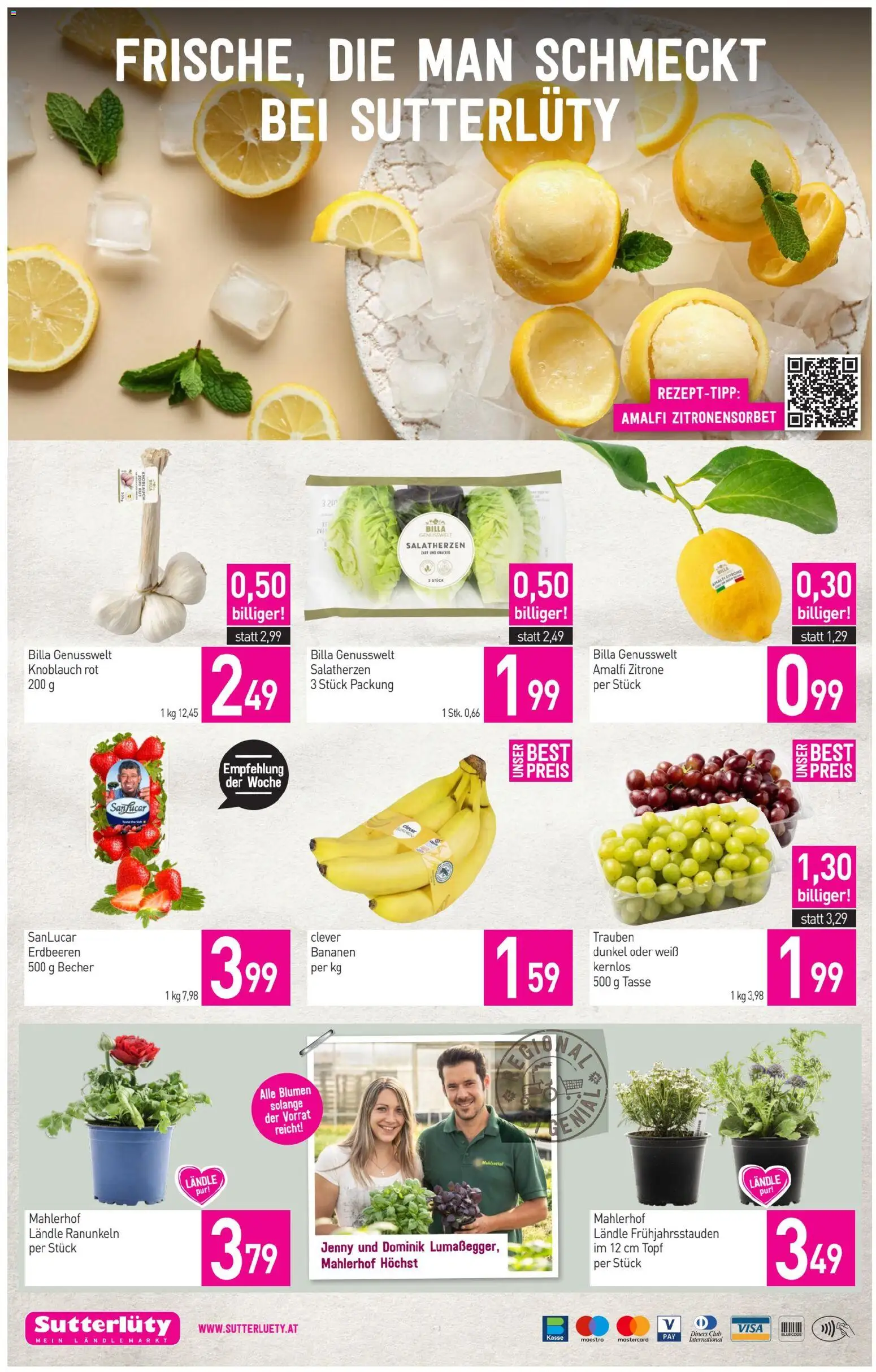Sutterlüty Flugblatt gültig ab 19.03.2026 | Seite: 12 | Produkte: Erdbeeren, Zitrone, Knoblauch, Bananen