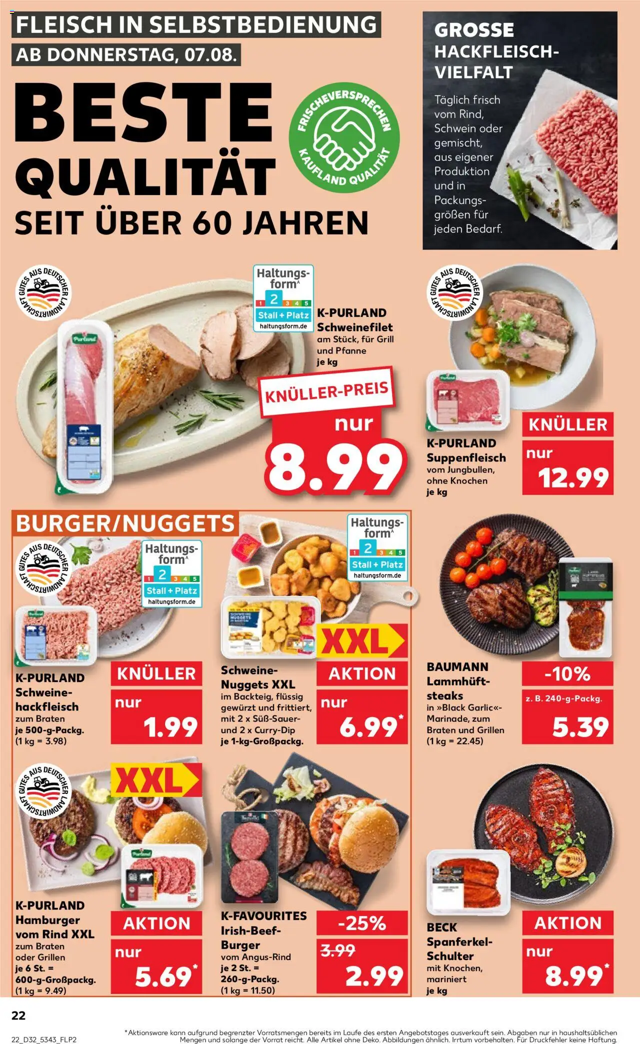 Kaufland prospekt Speyer	 - gültig ab dem 07.08.2025 | Seite: 22 | Produkte: Grill, Suppenfleisch, Fleisch, Hackfleisch