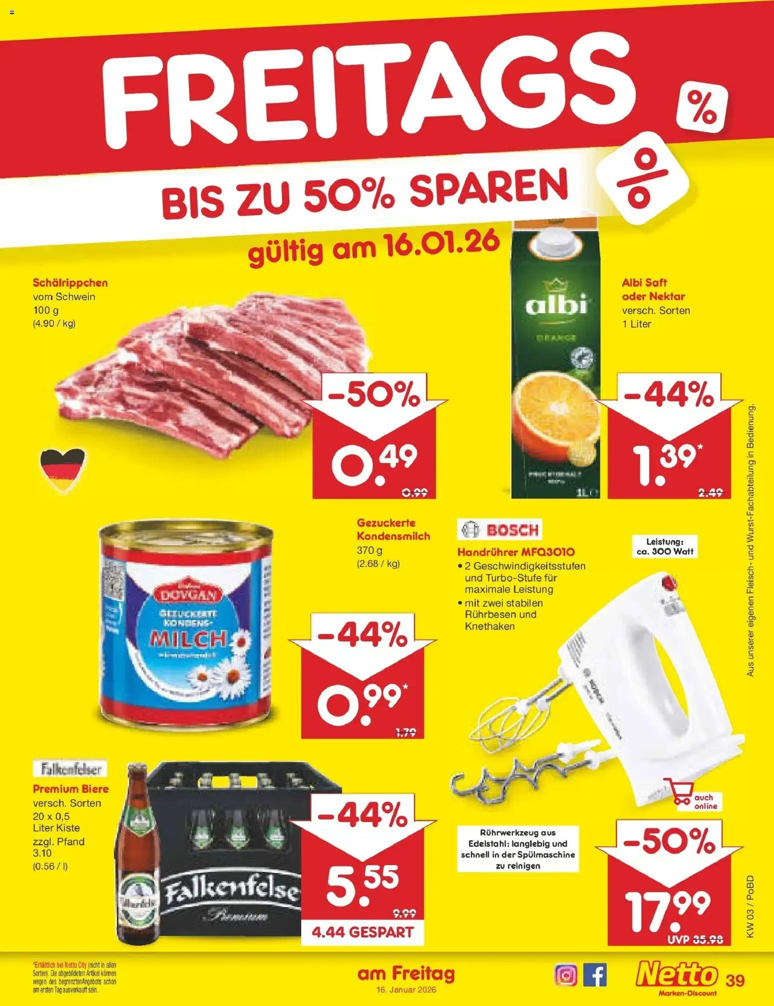 Netto Marken-Discount prospekt Selb	 – gültig ab 12.01.2026 | Seite: 47 | Produkte: Bosch, Rührbesen, Saft, Fleisch