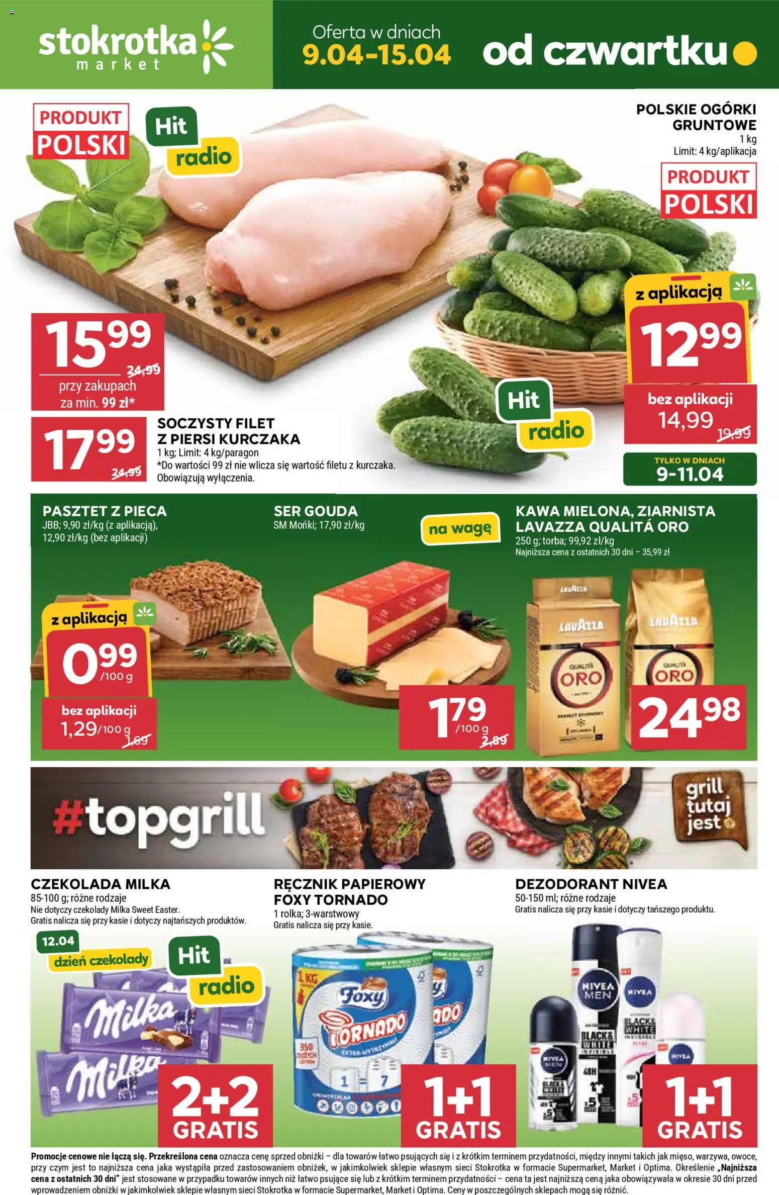 Stokrotka gazetka - Market od 09.04.2026 | Strona: 1 | Produkty: Czekolady, Grill, Czekolady milka, Ogórki