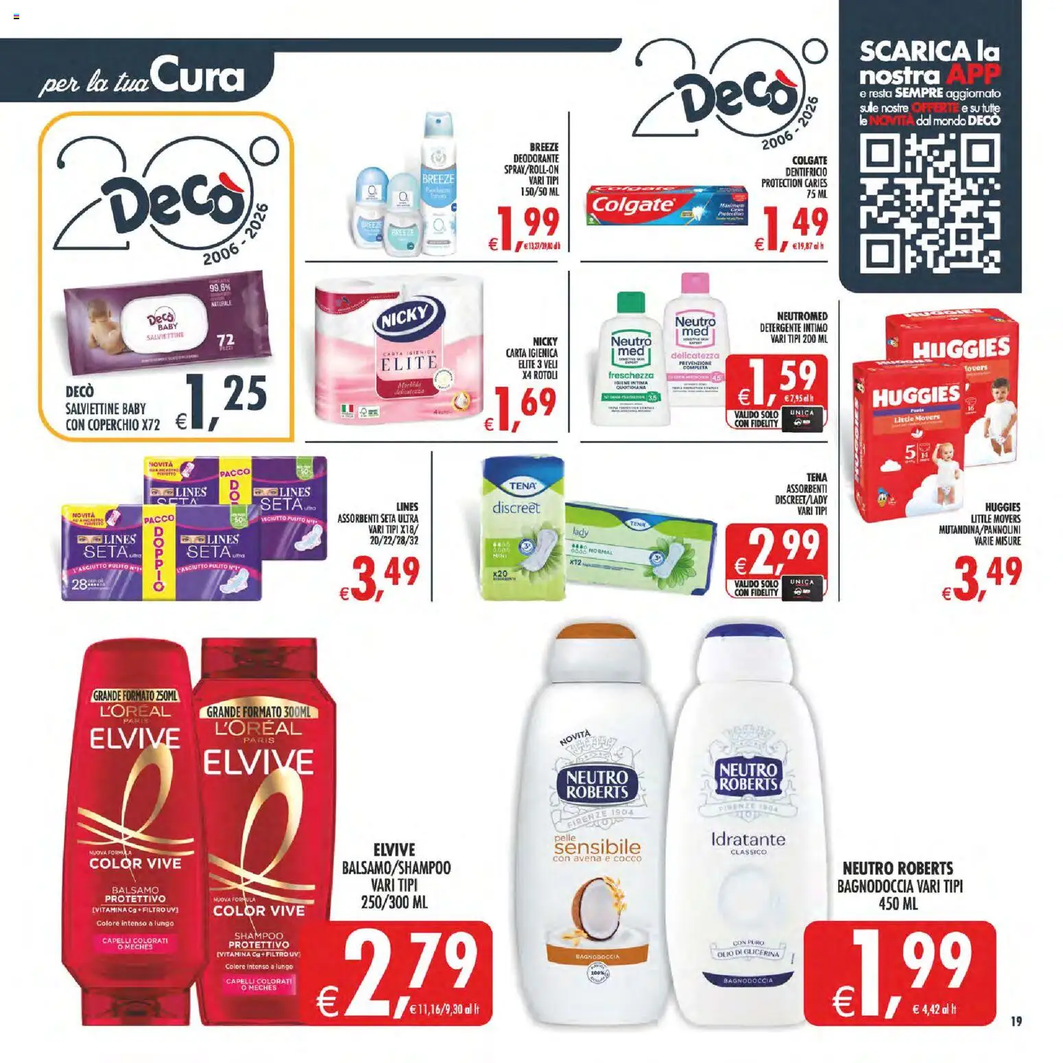 Volantino Decò del 17.04.2026 | Pagina: 23 | Prodotti: Deodorante, Dentifricio, Detergente, Olio