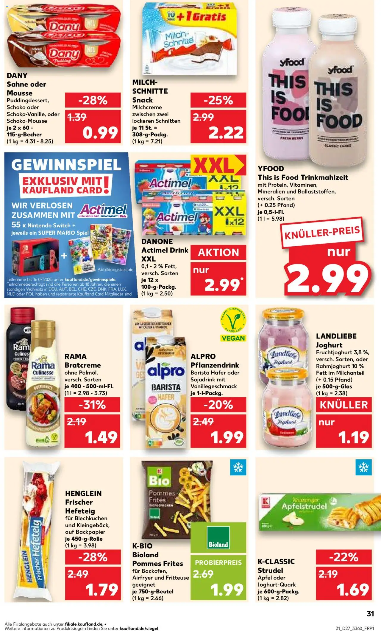 Kaufland Prospekt 	 - gültig ab dem 03.07.2025 | Seite: 31 | Produkte: Spiel, Milch, Pommes frites, Landliebe joghurt