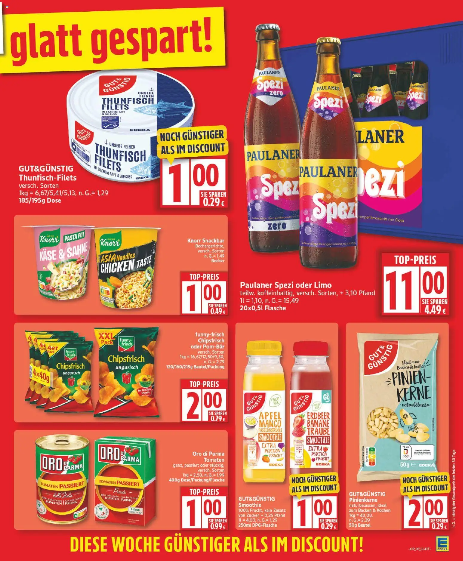 Edeka Prospekt 	 – gültig ab 23.02.2026 | Seite: 9 | Produkte: Thunfisch, POM-BÄR, Oro di parma, Saft