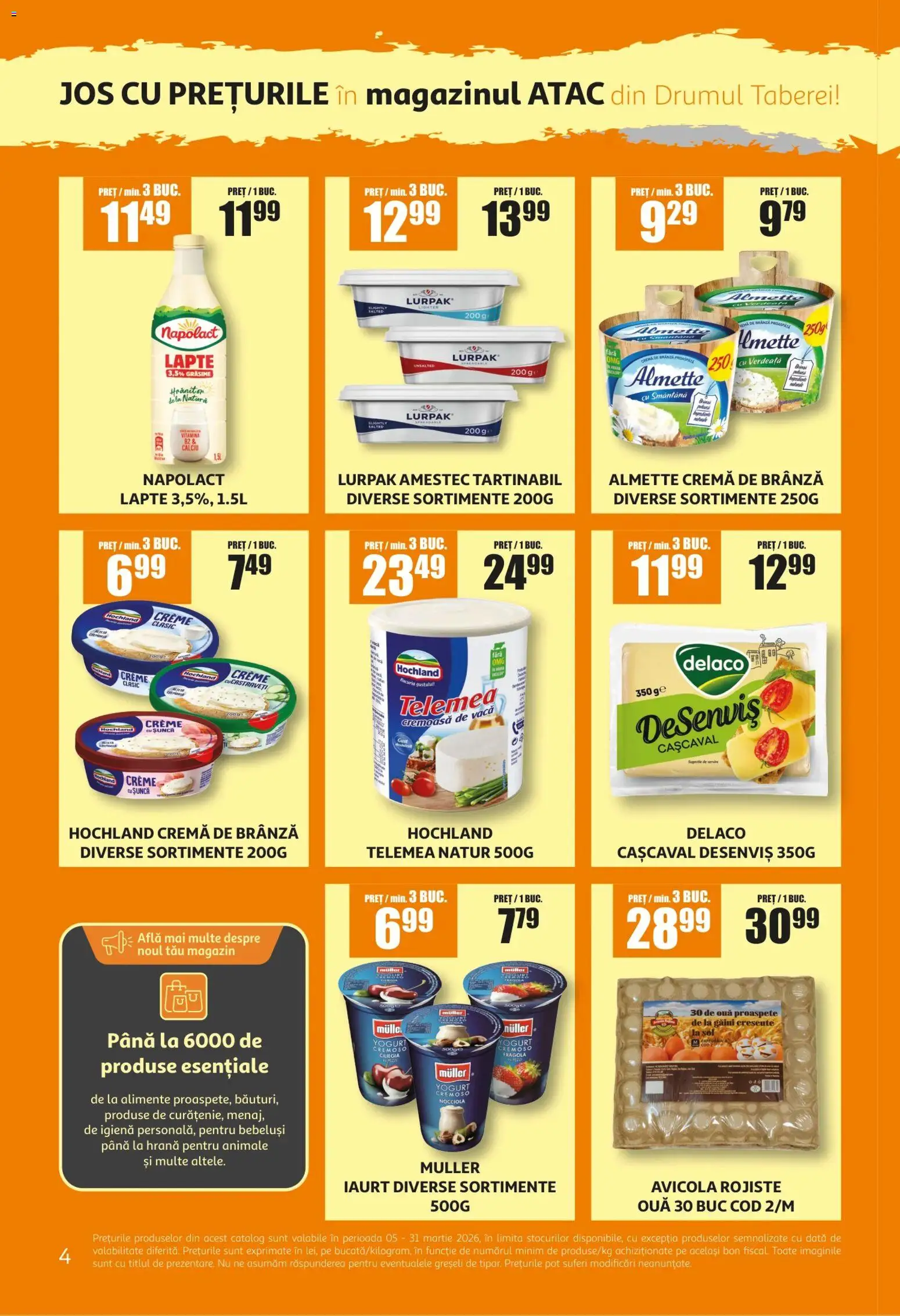 Noul catalog ATAC – valabil de la 05.03.2026 | Pagină: 4 | Produse: Kalem ucu, Brânză, Ouă, Smântână