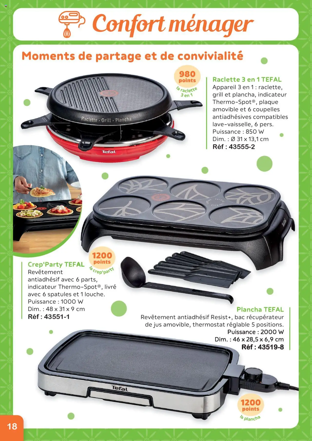 {H1} | Page: 18 | Produits: Plancha, Raclette, Tefal, Livre