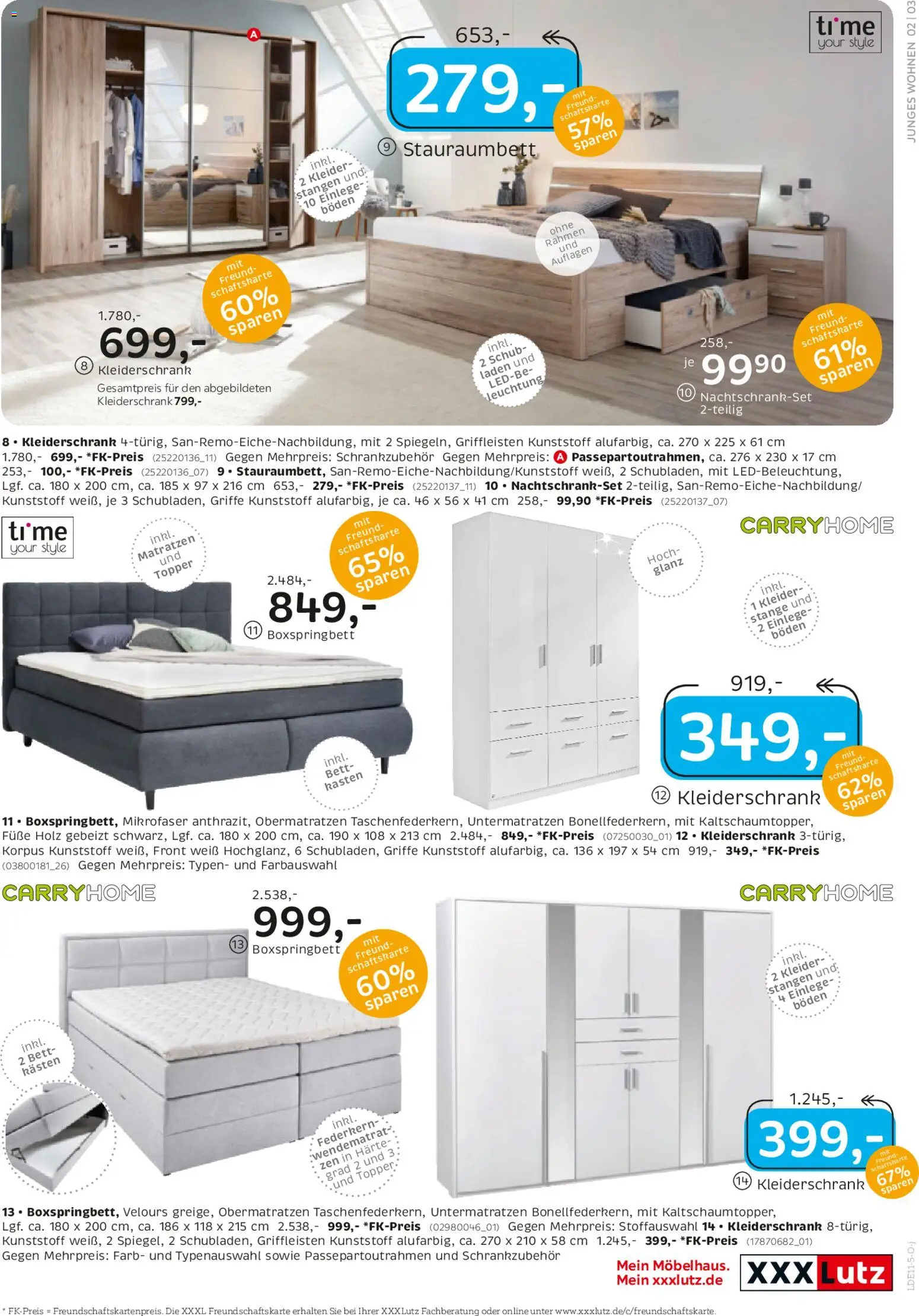 XXXL Lutz Junges Wohnen – gültig ab 26.10.2025 | Seite: 3 | Produkte: Bett, Kleiderschrank, Boxspringbett, Topper