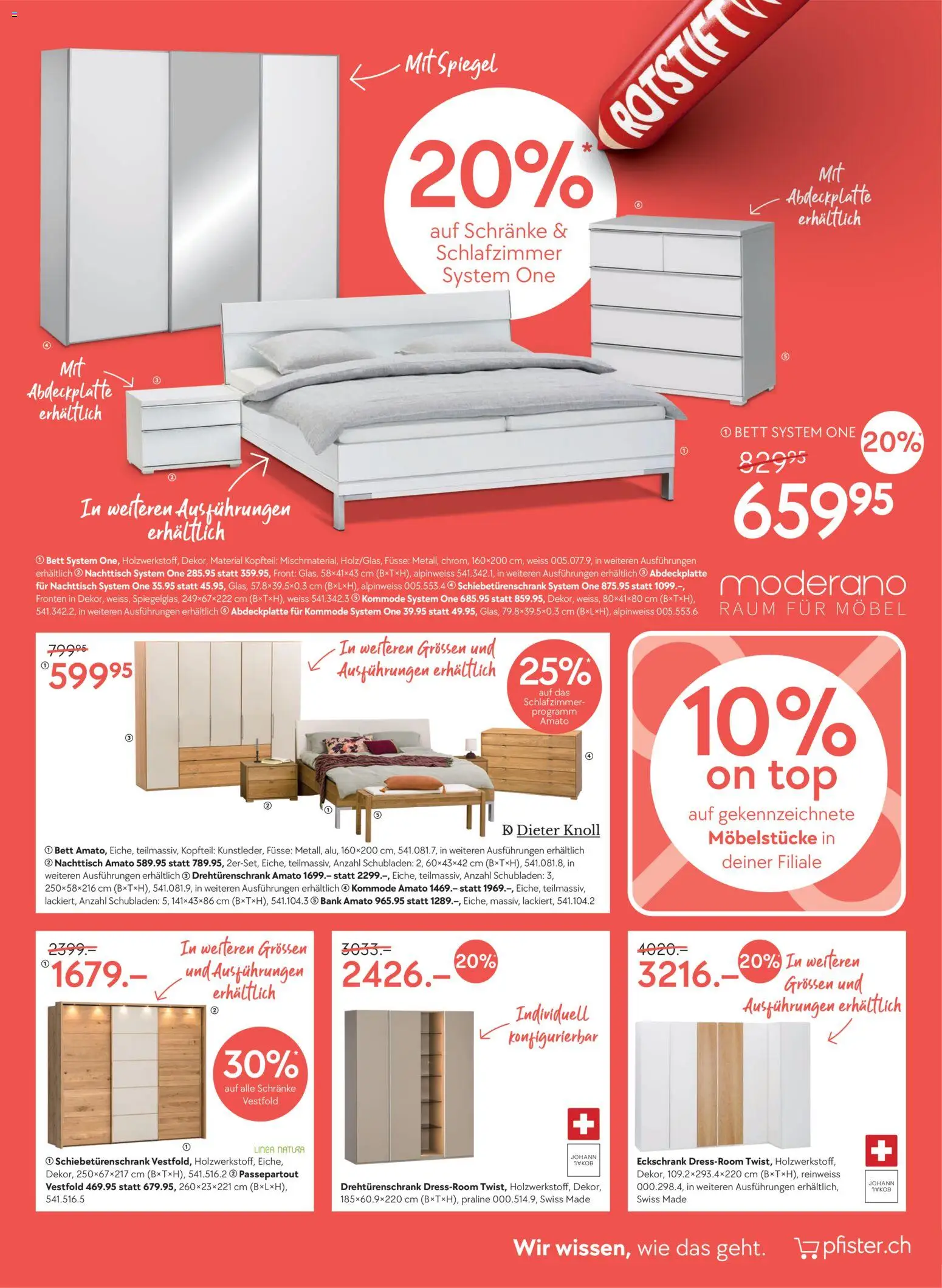 Pfister Aktionen – gültig ab 16.12.2025 | Seite: 3 | Produkte: Kommode, Drehtürenschrank, Bett, Top