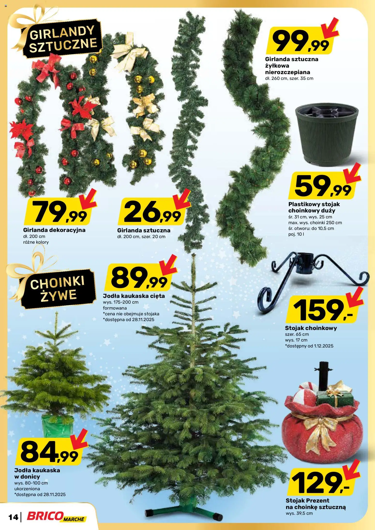 Brico Marché Gazetka od 19.11.2025 | Strona: 14 | Produkty: Choinki żywe, Jodła kaukaska