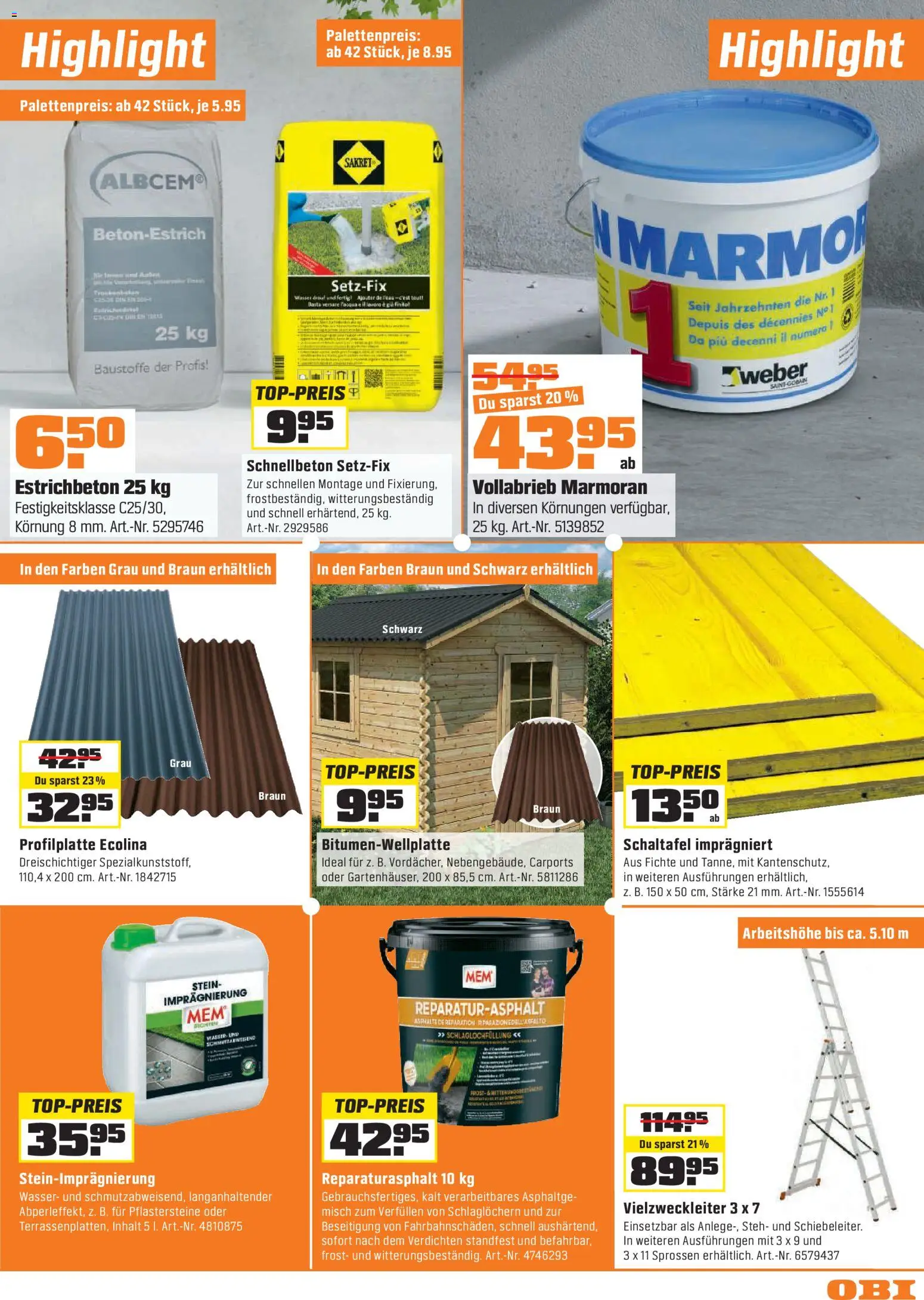 OBI - ALLES MACHBAR. BIBERSTARKE ANGEBOTE. – gültig ab 14.04.2026 | Seite: 9 | Produkte: Wasser, Misch