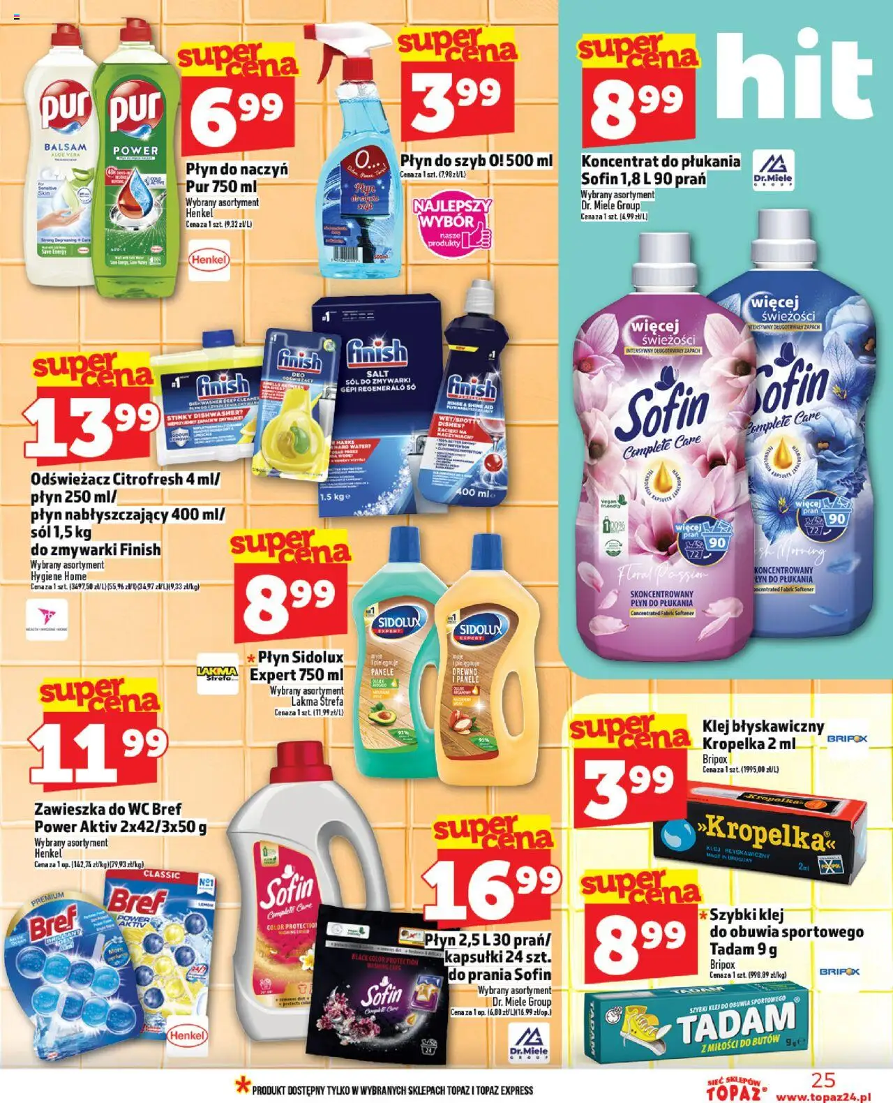 Topaz Gazetka od 28.08.2025 | Strona: 25 | Produkty: Odświeżacz, Zapach, Sól do zmywarki, Sól