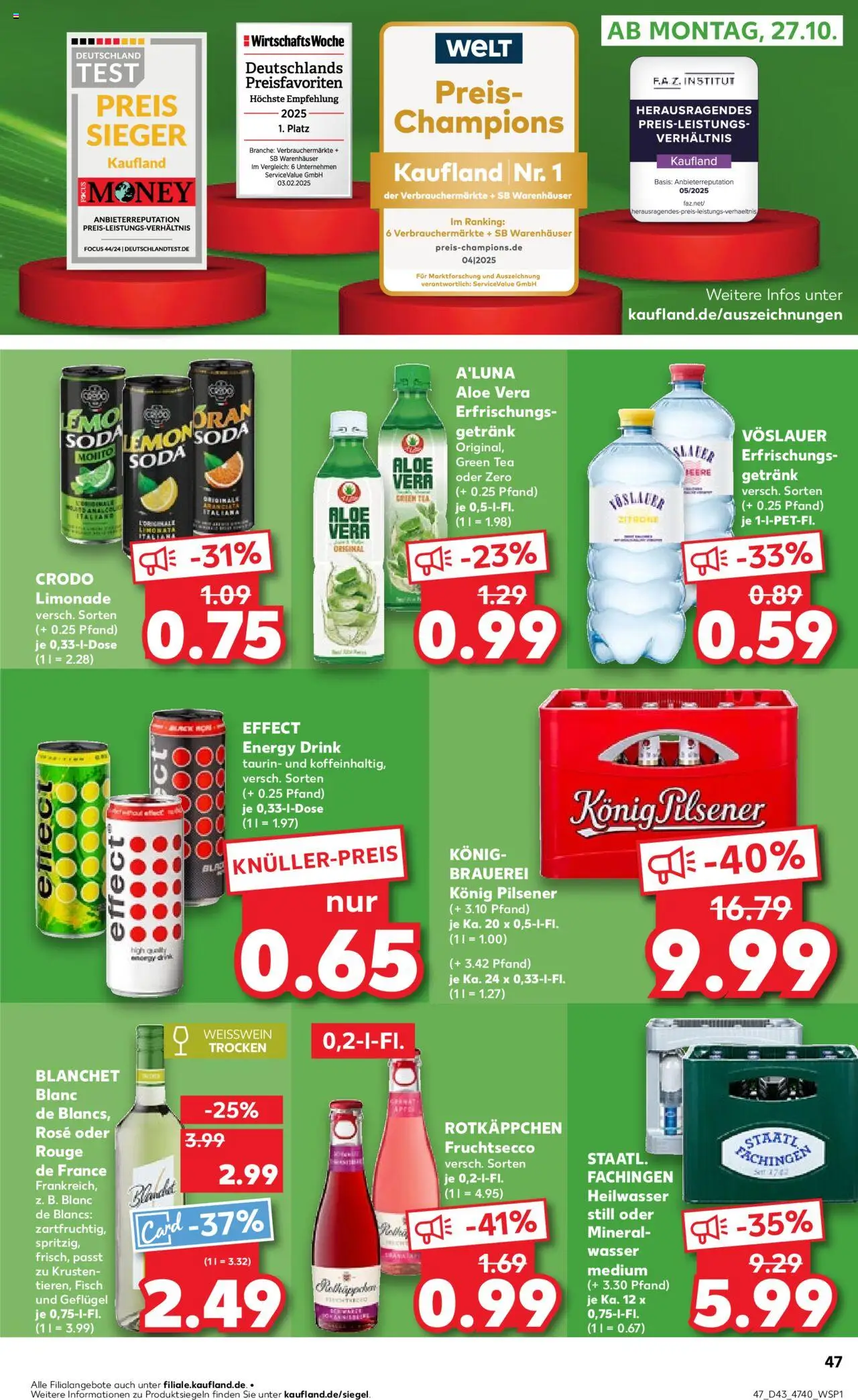 Kaufland prospekt Hannover	 – gültig ab 23.10.2025 | Seite: 47 | Produkte: Konig pilsener, Wasser, Zitrone, Rotkäppchen