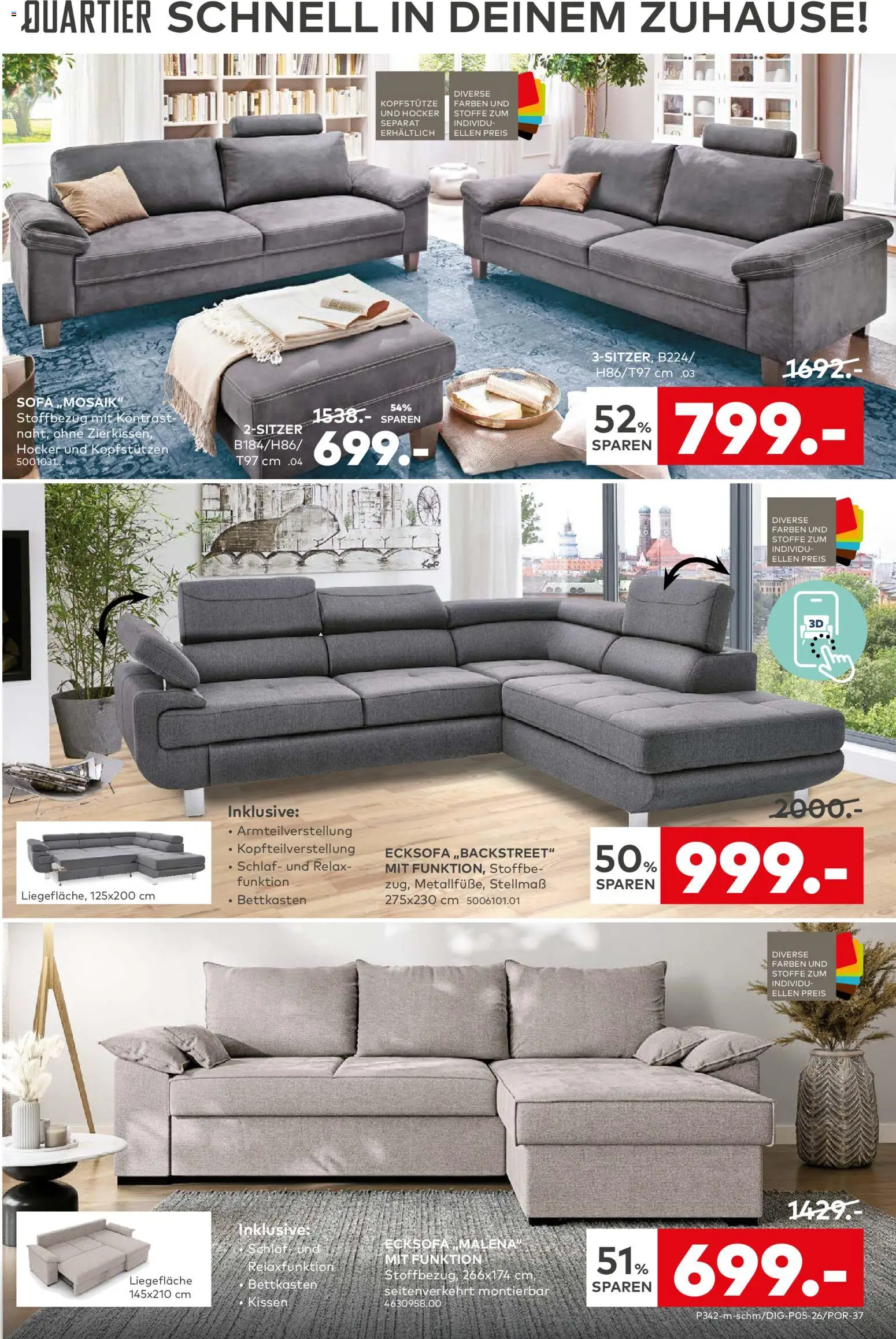 Porta! Prospekt Magdeburg – gültig ab 25.01.2026 | Seite: 3 | Produkte: Hocker, Ecksofa, Kissen, Sofa