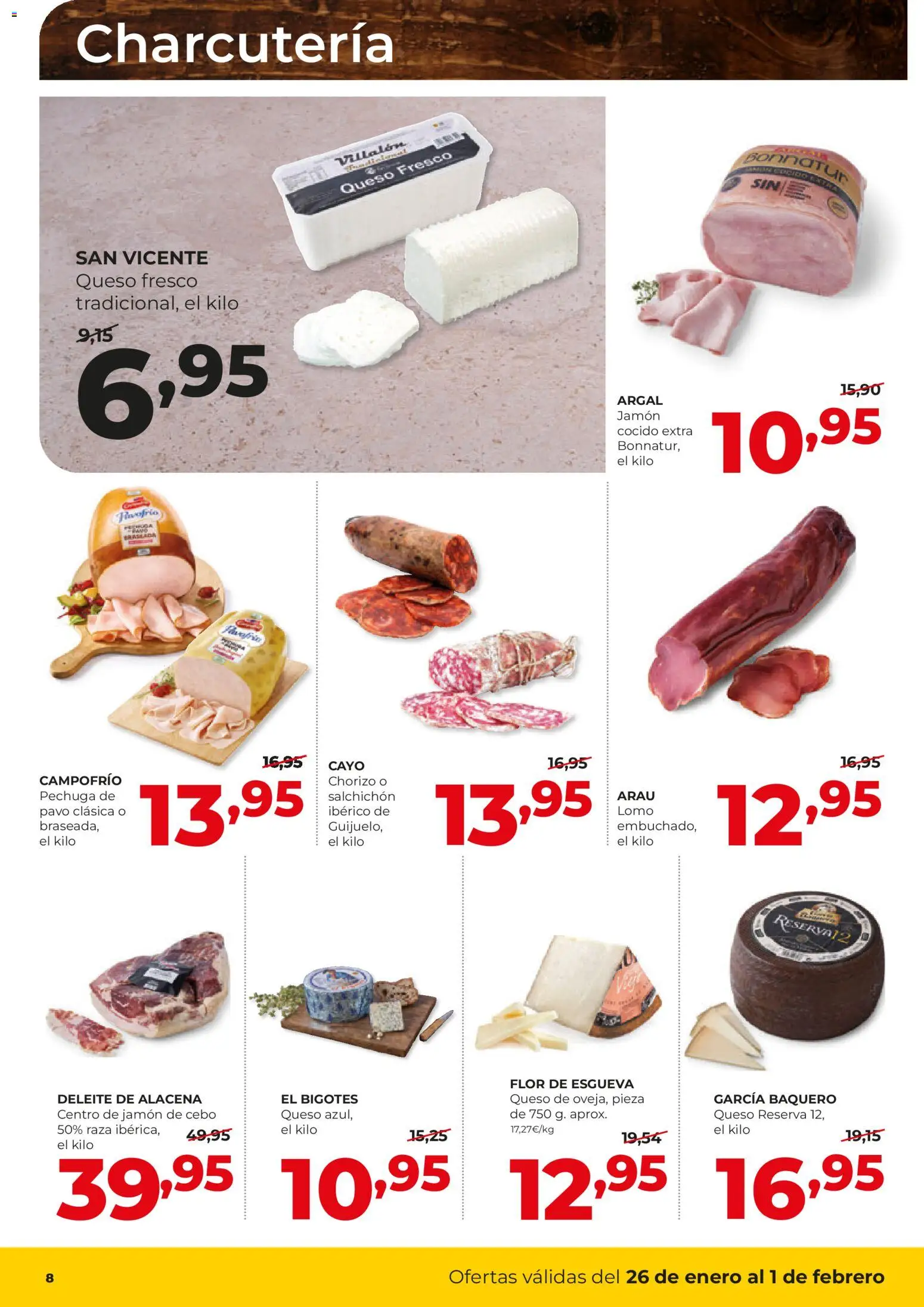 Alimerka folleto Castilla y León │ válido desde el 26.01.2026 | Página: 8 | Productos: Queso, Jamón, Queso fresco