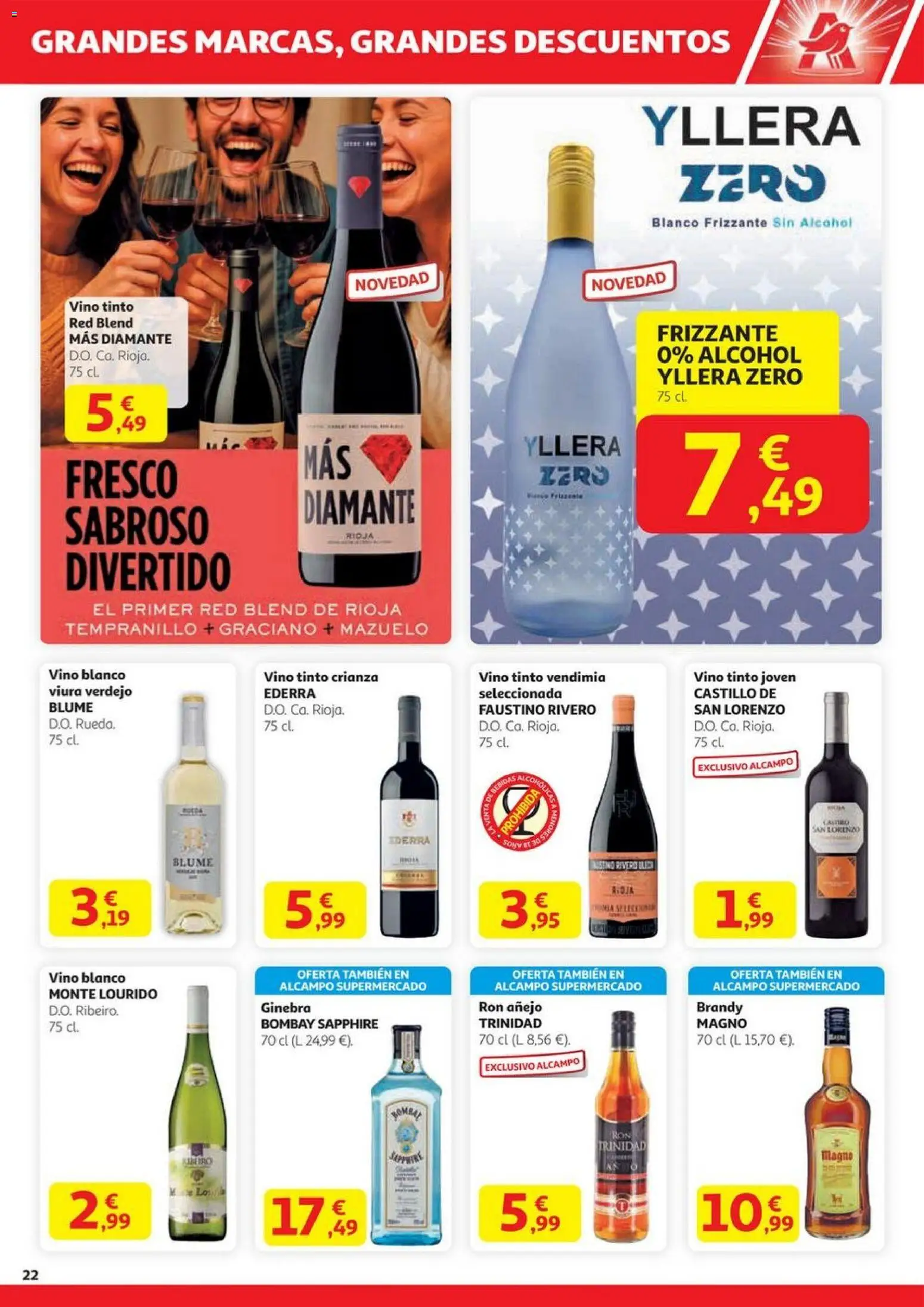 Alcampo - HG Madrid Unificado  │ válido desde el 23.10.2025 | Página: 22 | Productos: Vino, Ginebra, Μαρμελάδα ροδάκινο, Μαύρο πιπέρι
