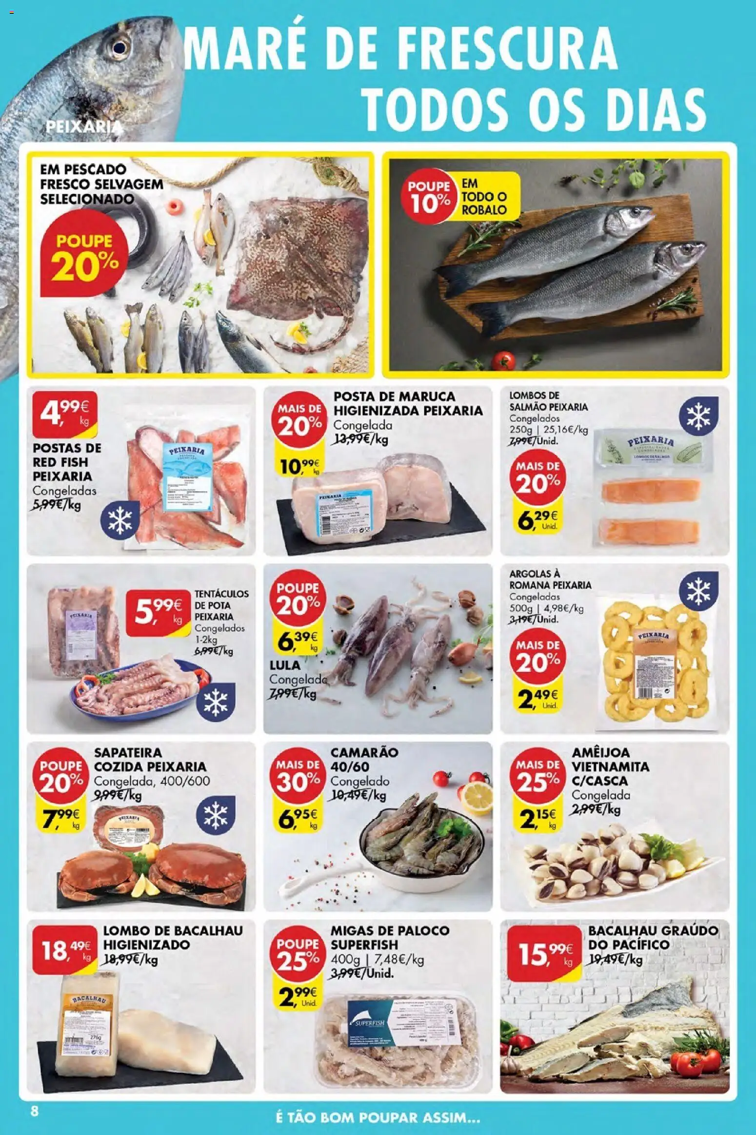 Pingo Doce Poupe Esta Semana Açores │ válido de 12.03.2026 | Página: 8 | Produtos: Camarão, Salmão, Lombo, Sapateira