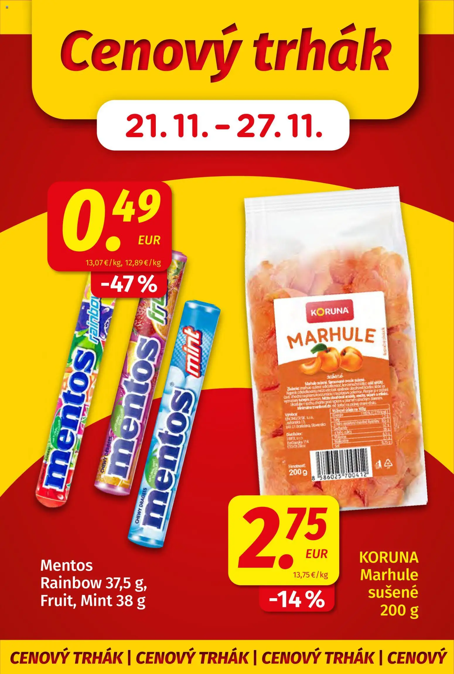 Nové Koruna akcie – leták je platný od 21.11.2025 | Strana: 2 | Produkty: Marhule