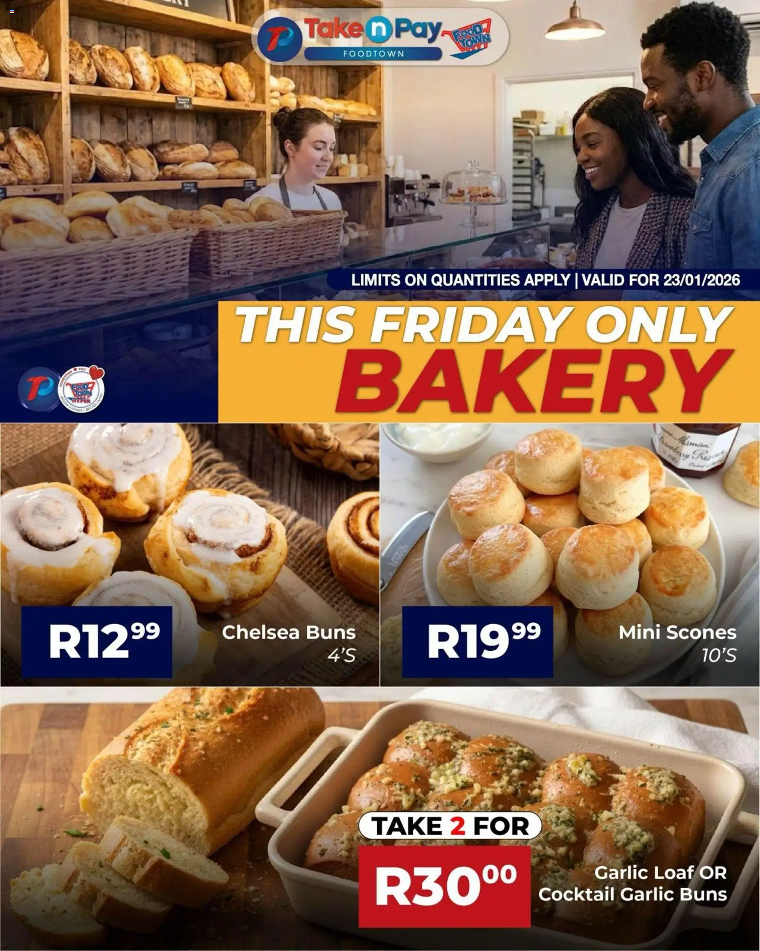 New Take n Pay catalogue – valid from 23.01.2026 | Page: 5 | Products: Bakery, Buns, Garlic