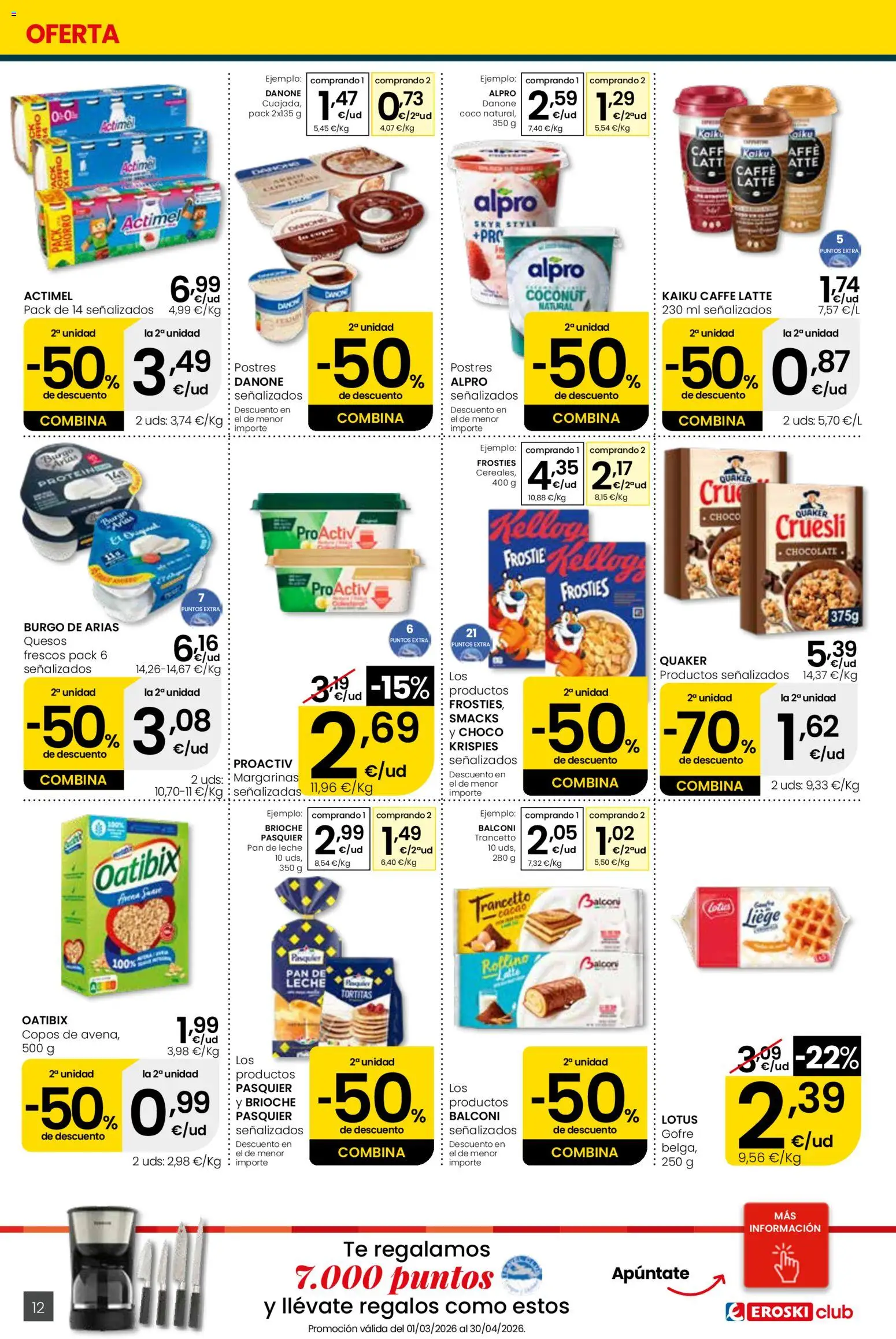 Eroski Quieres ahorrar conmigo Center │ válido desde el 16.04.2026 | Página: 12 | Productos: Παγκάκι, Pan, Chocolate, Pan de leche