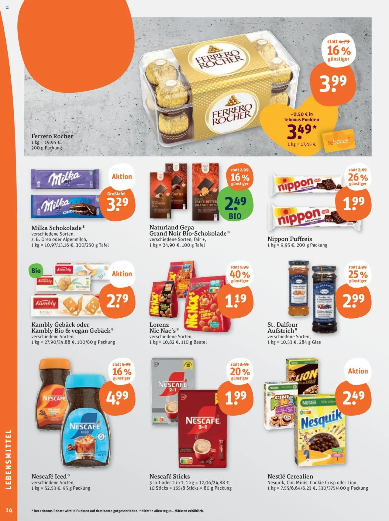 Tegut Prospekt – gültig ab 13.10.2025 | Seite: 16 | Produkte: Nescafe, Nesquik, Ferrero rocher, Milka