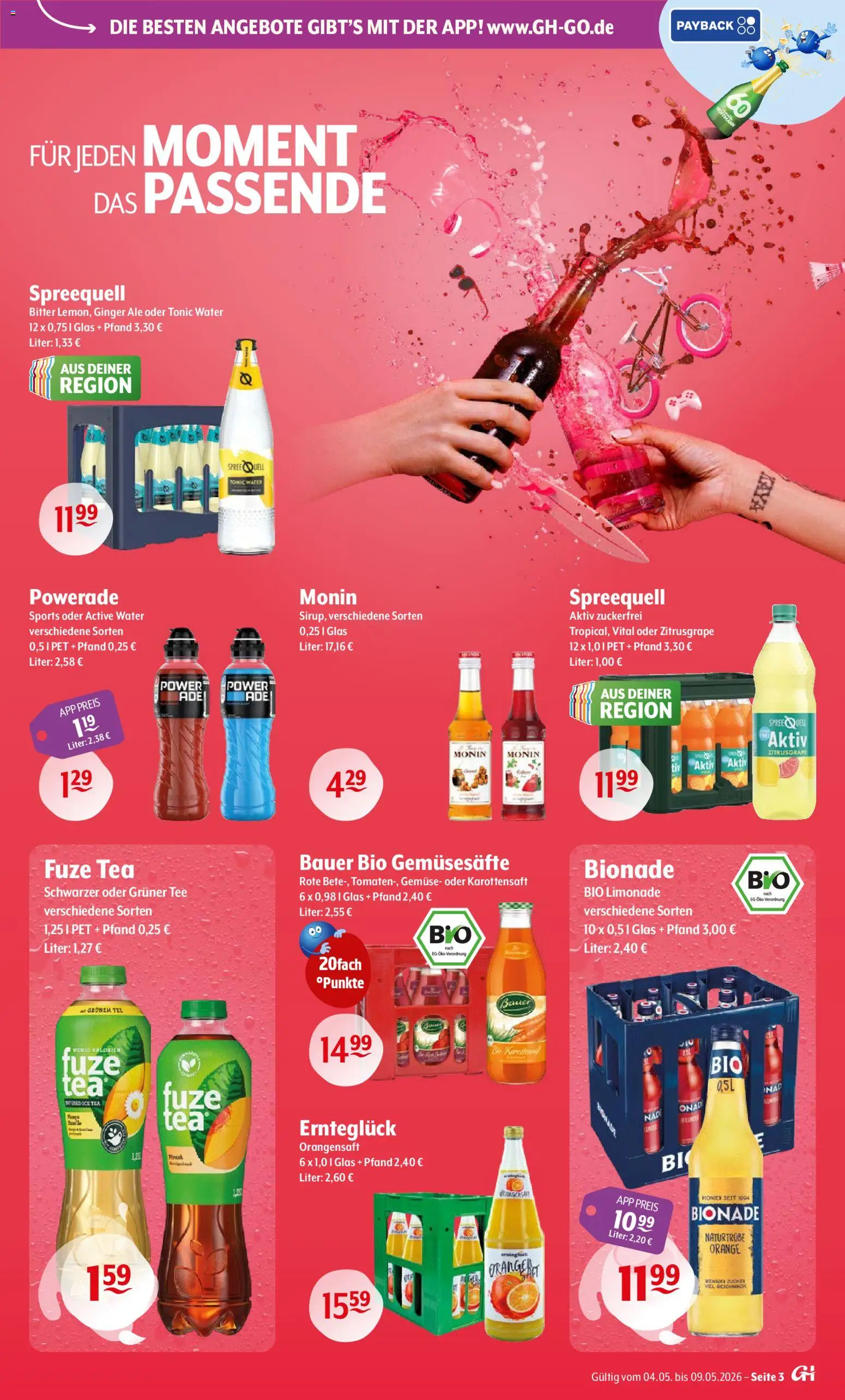 Getränke Hoffmann Prospekt 	 – gültig ab 04.05.2026 | Seite: 3 | Produkte: Bionade, Gemüse, Powerade, Tee