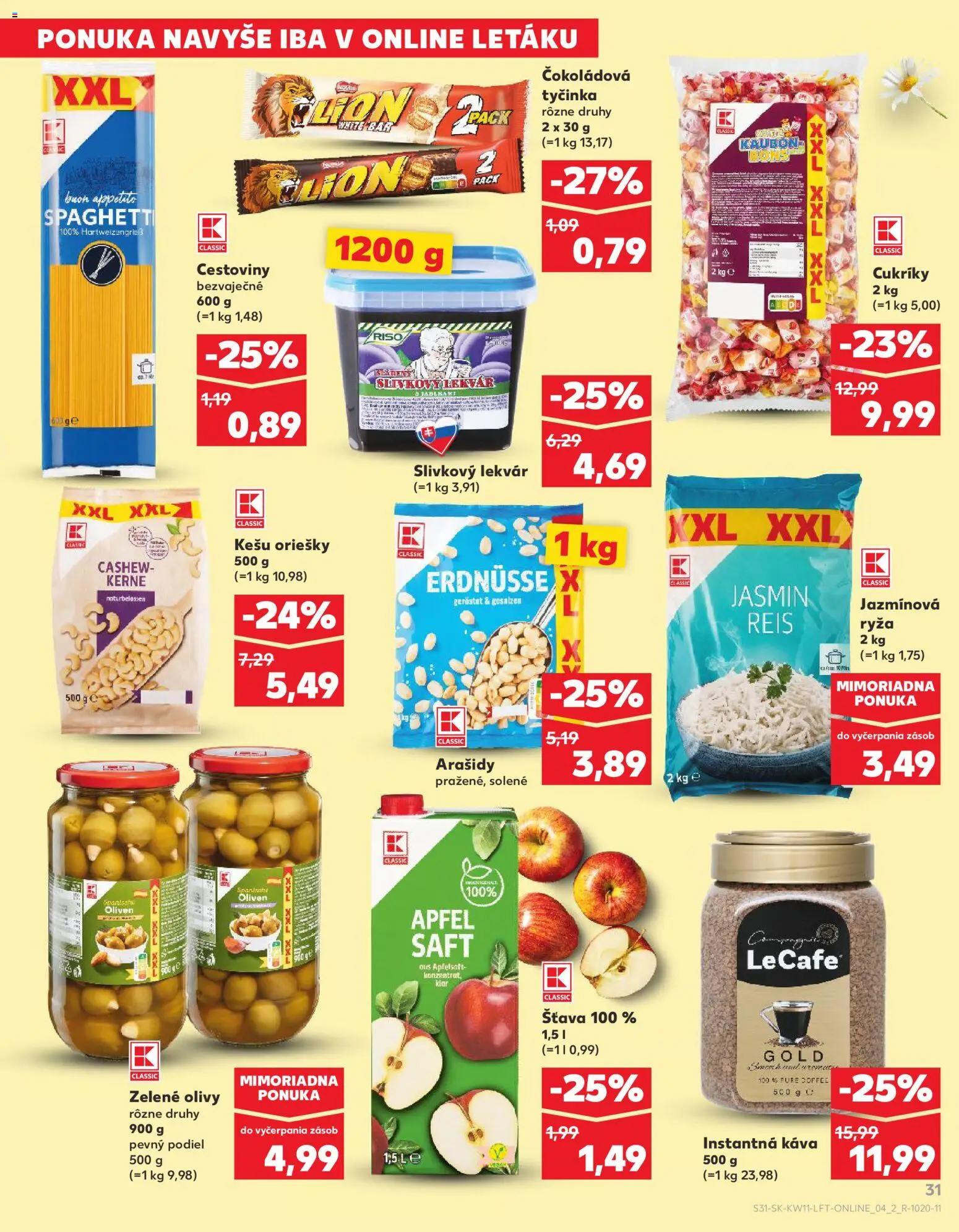 Nové Kaufland akcie – leták je platný od 12.03.2026 | Strana: 31 | Produkty: Káva, Ryža, Cestoviny, Cukríky