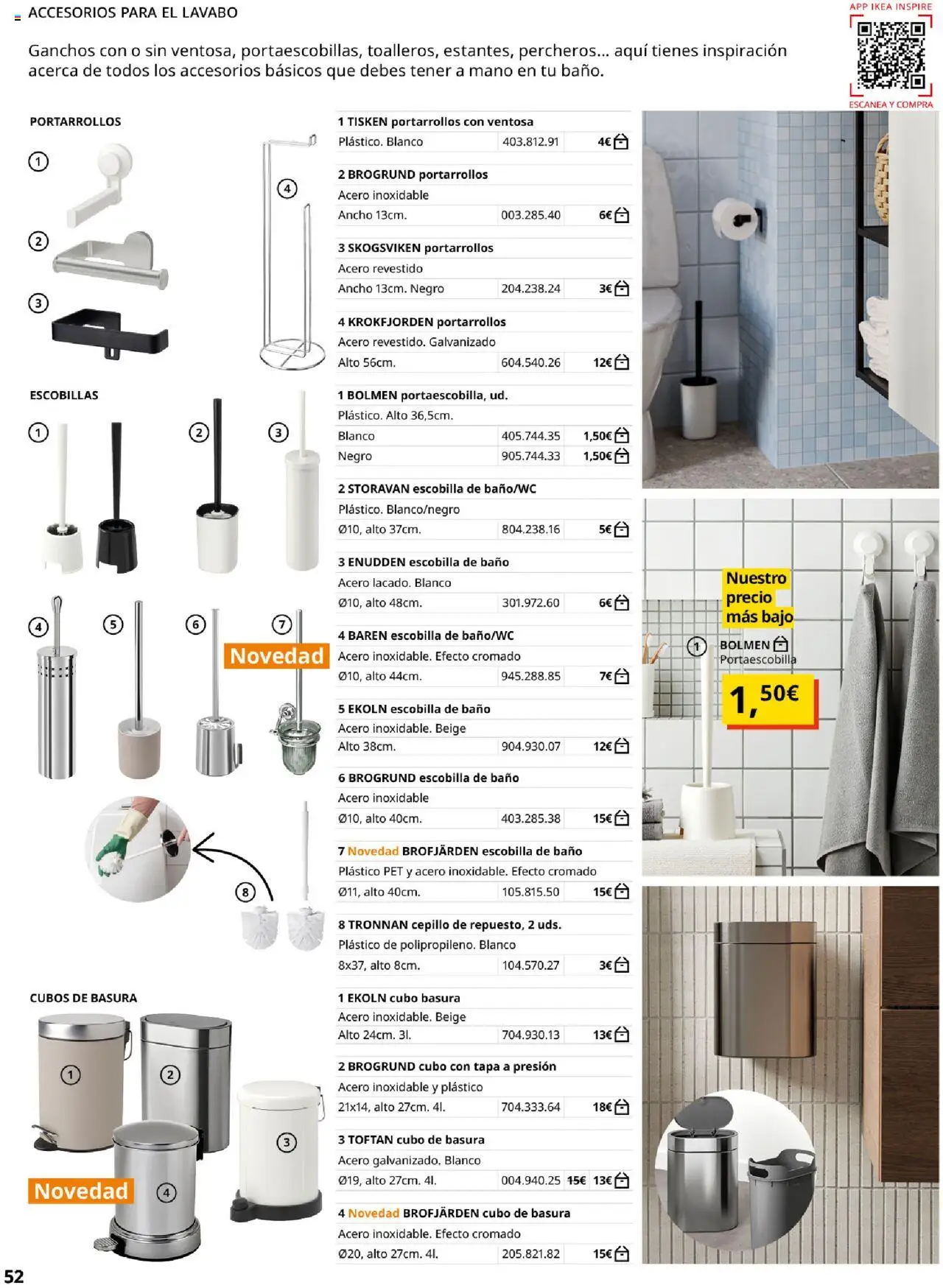 Catálogo IKEA Baňos │ válido desde el 04.02.2025 | Página: 52 | Productos: Cepillo, Cubo con tapa, Lavabo, Baño