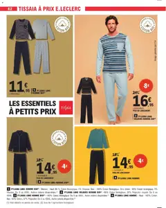 E.Leclerc - Prévisualisation de PYJAMA LONG HOMME BIO(2), Marine : Haut 99 % Coton Biologique, 1% Viscose. Bas : 100% Coton Biologique. valide à partir de 20.01.2026 | Page: 42
