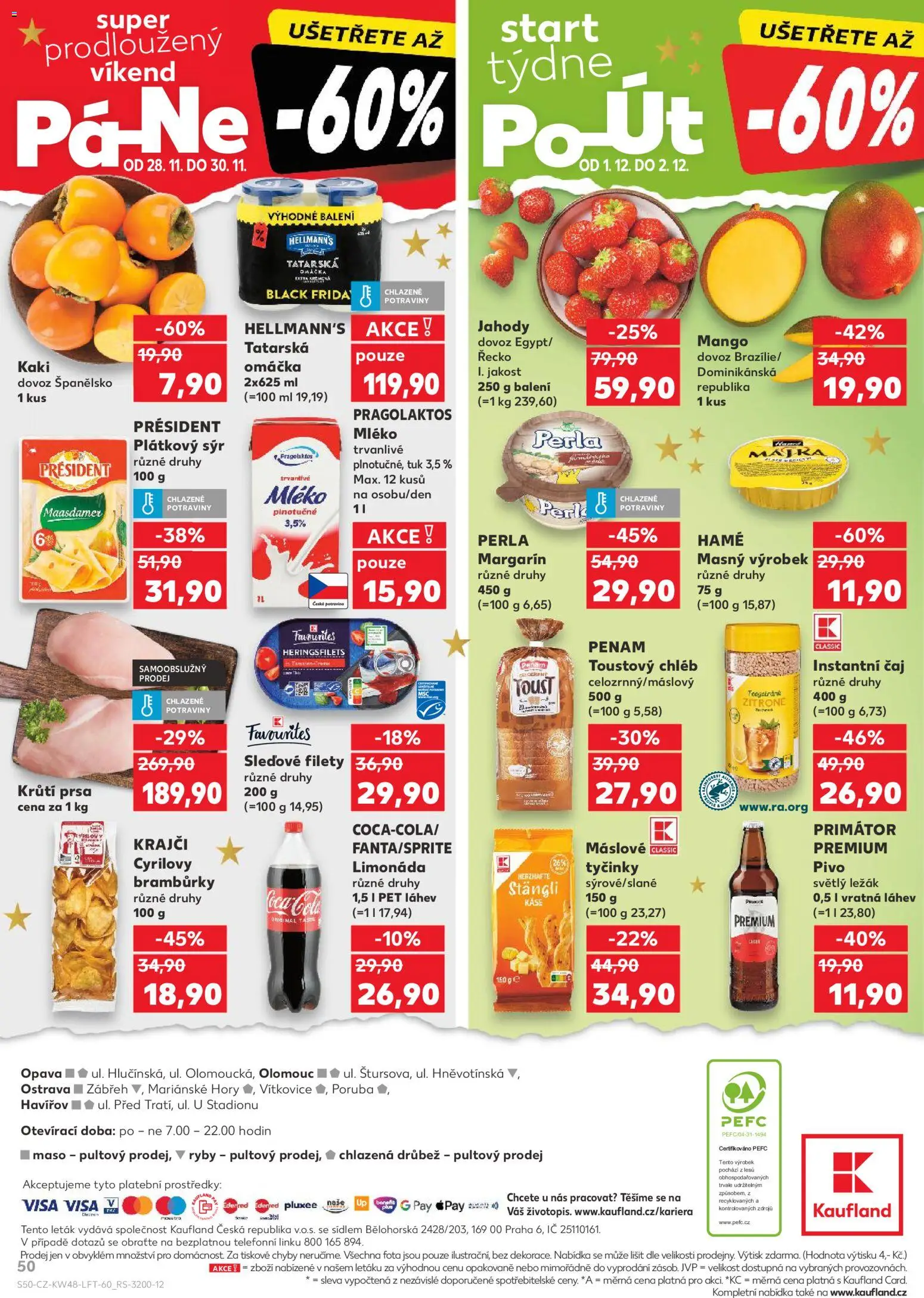Kaufland leták - Ostrava od 26.11.2025 | Strana: 50 | Produkty: Maasdamer, Jahody, Tyčinky, Toustový chléb