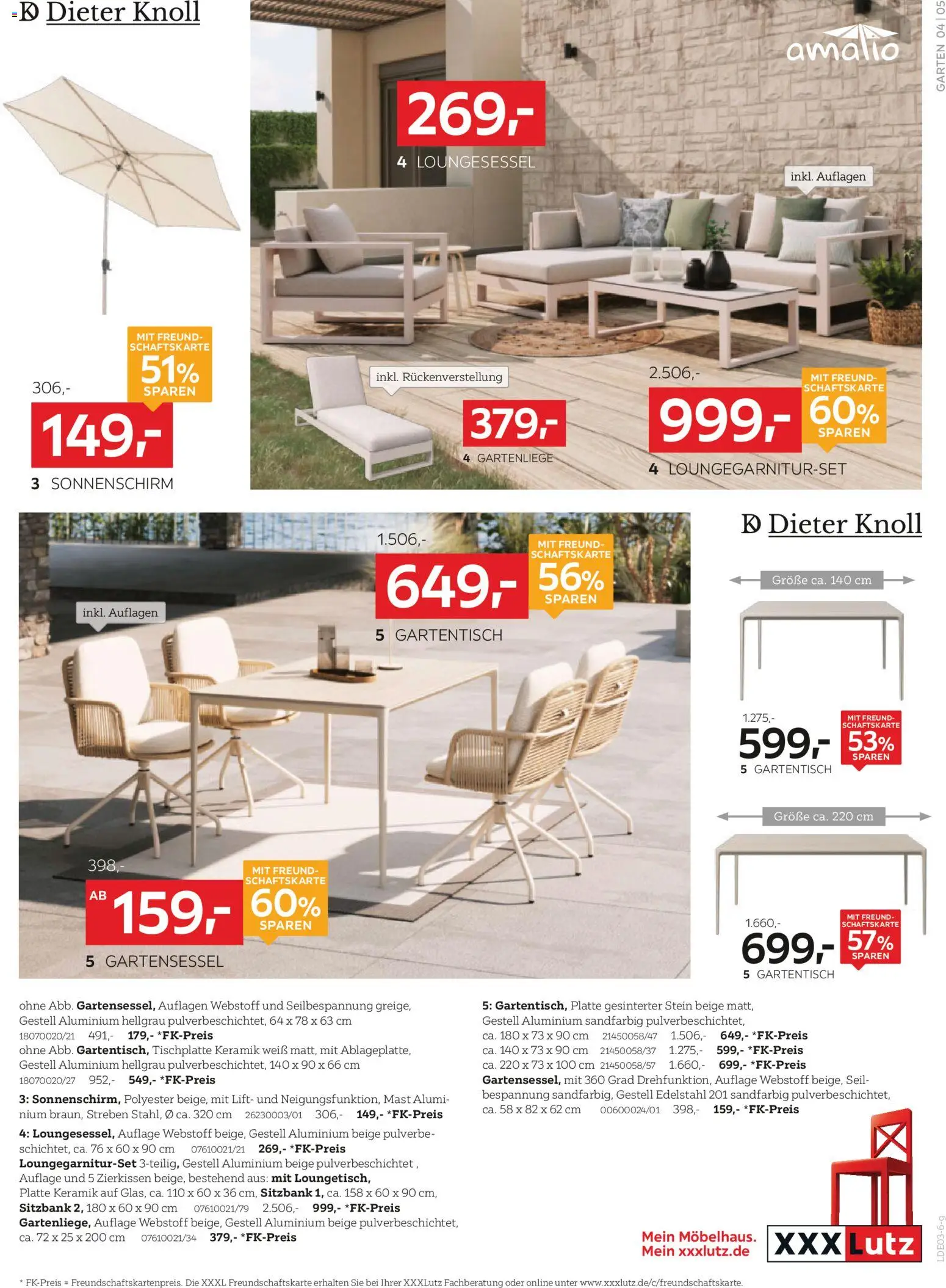 XXXL Lutz Gartentrends – gültig ab 24.02.2026 | Seite: 5 | Produkte: Sitzbank, Sonnenschirm