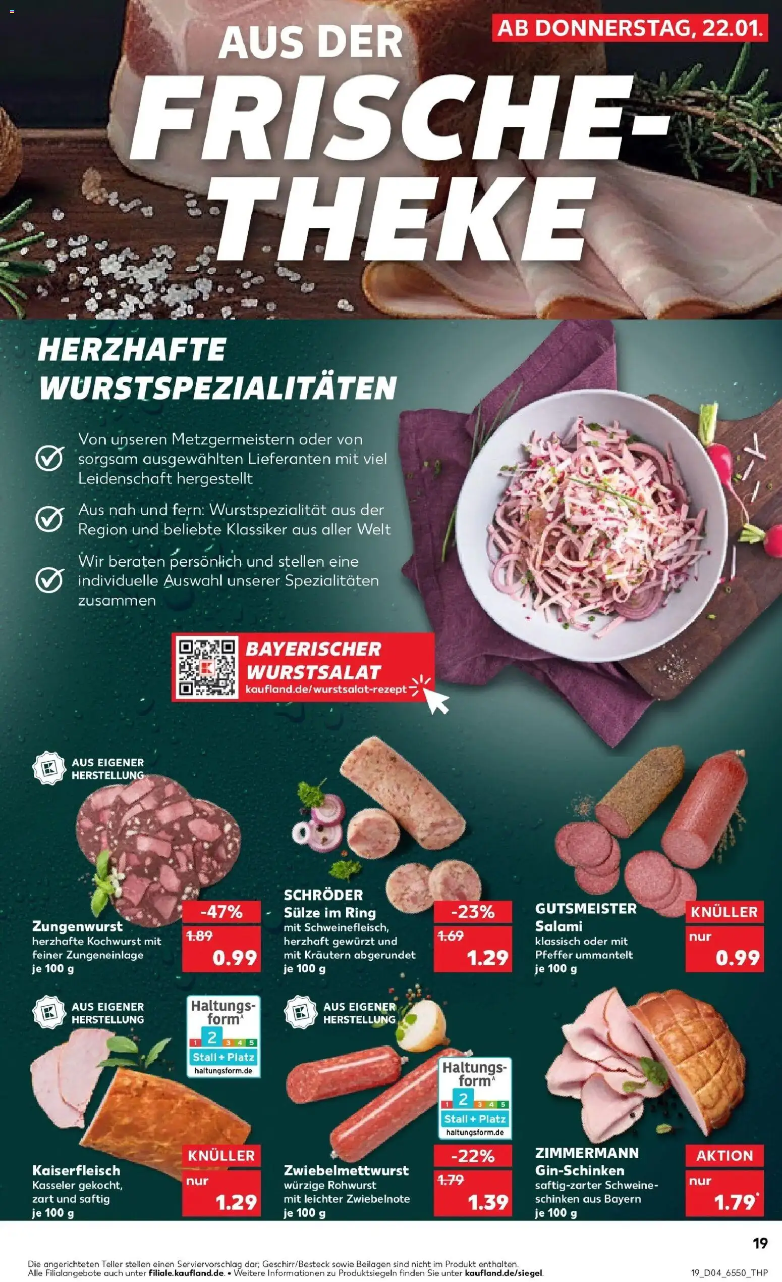 Prospekt Kaufland ab 22.01.2026 » Angebote Online zum Blättern | Seite: 19 | Produkte: Theke, Pfeffer, Schinken, Schweinefleisch