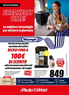 Anteprima del volantino Media World Breakfast Time catalogo valido a partire dal 10.09.2025