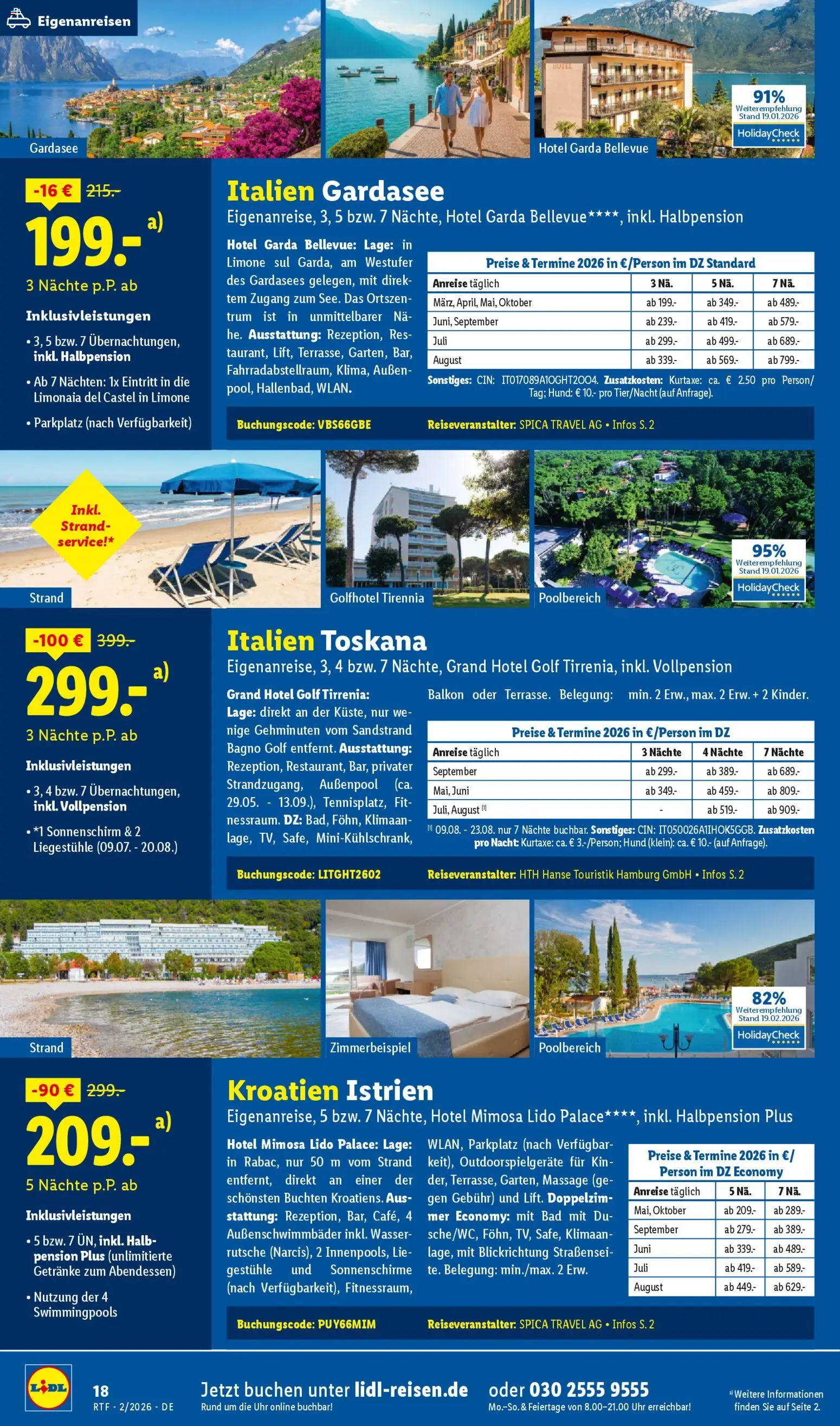 Lidl Reisen Prospekt 	 – gültig ab 14.02.2026 | Seite: 18 | Produkte: Bad, Wasser, Sonnenschirm, Uhr